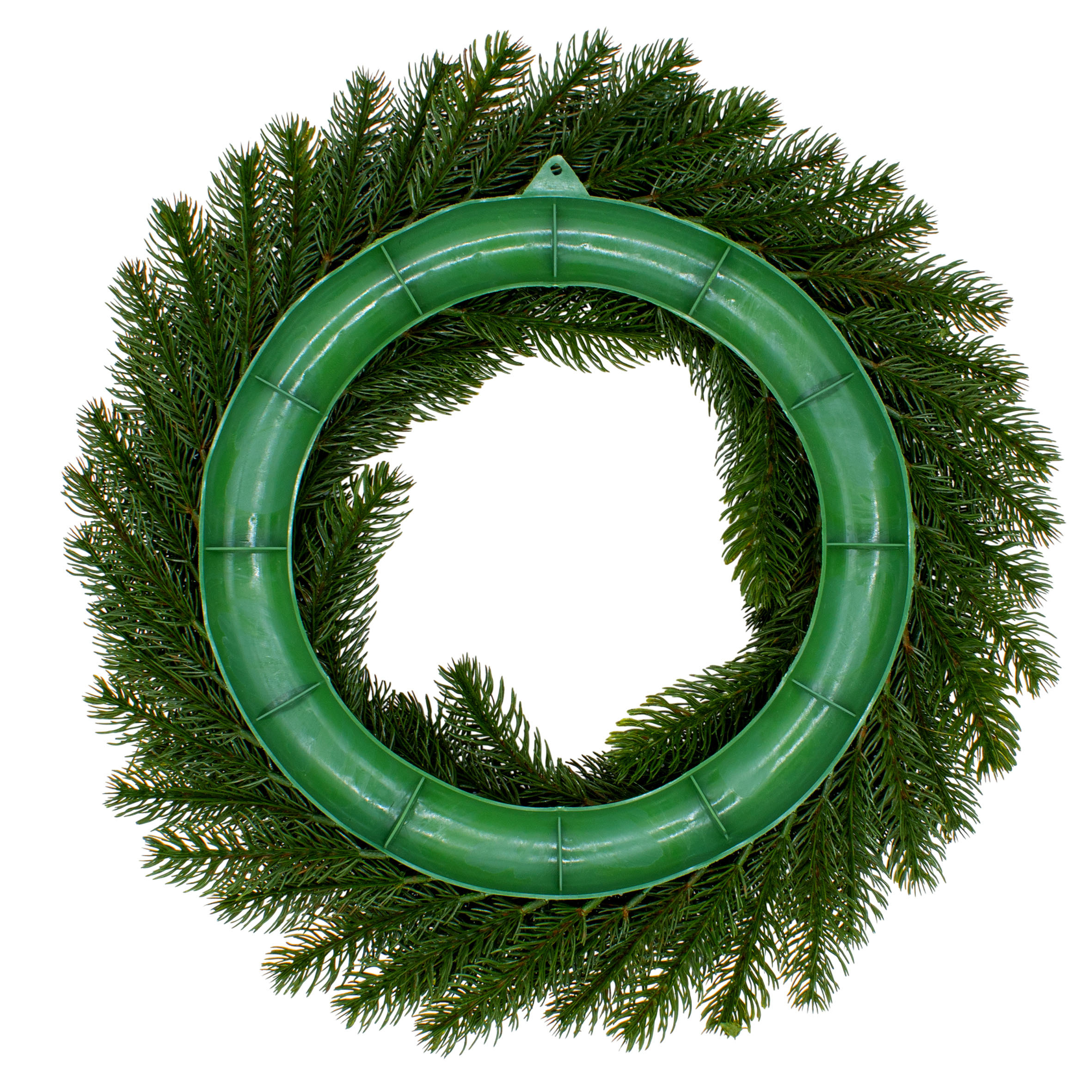 Künstlicher Edel Tannenkranz grün halbgebunden aus Spritzguss - 48 cm - Hochwertiger Adventskranz mit naturgetreuen Tannenspitzen