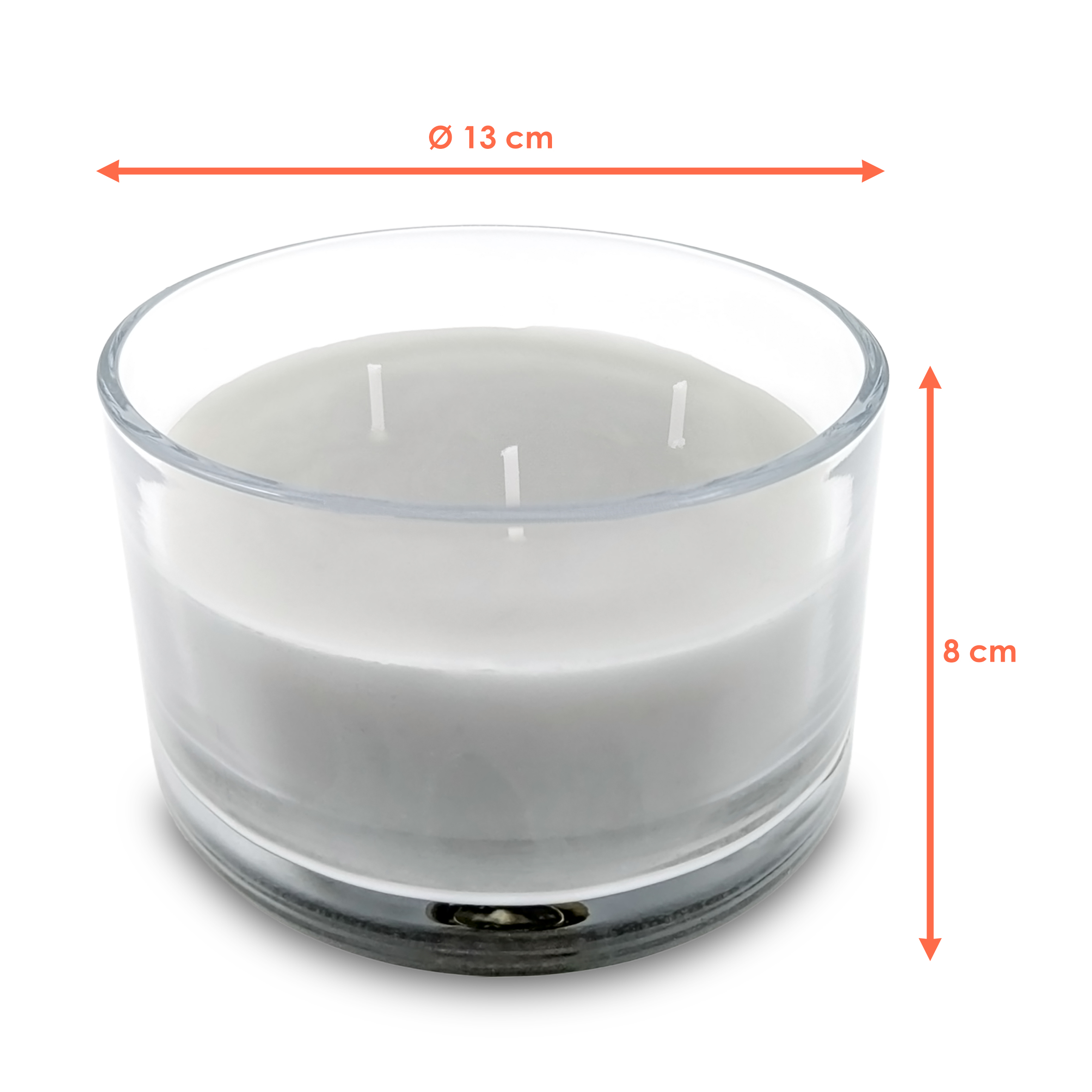 3-Docht Kerze im Glas Ø 13 cm unparfümiert - grau