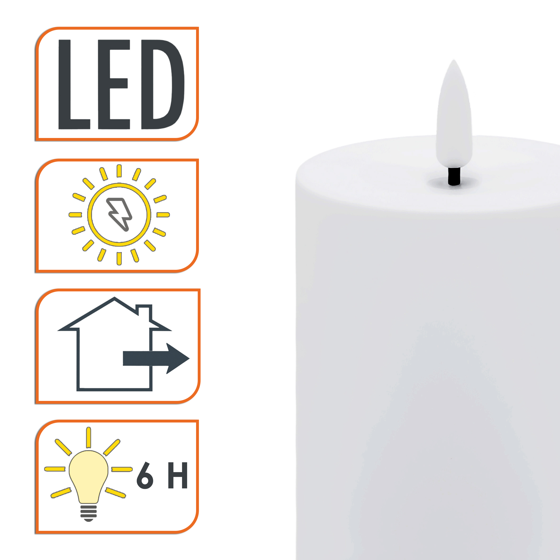 Solar Stumpenkerzen mit Flammen Effekt 2er Set - 10 + 15 cm - Künstliche LED Kerze warm weiß solarbetrieben für Außen