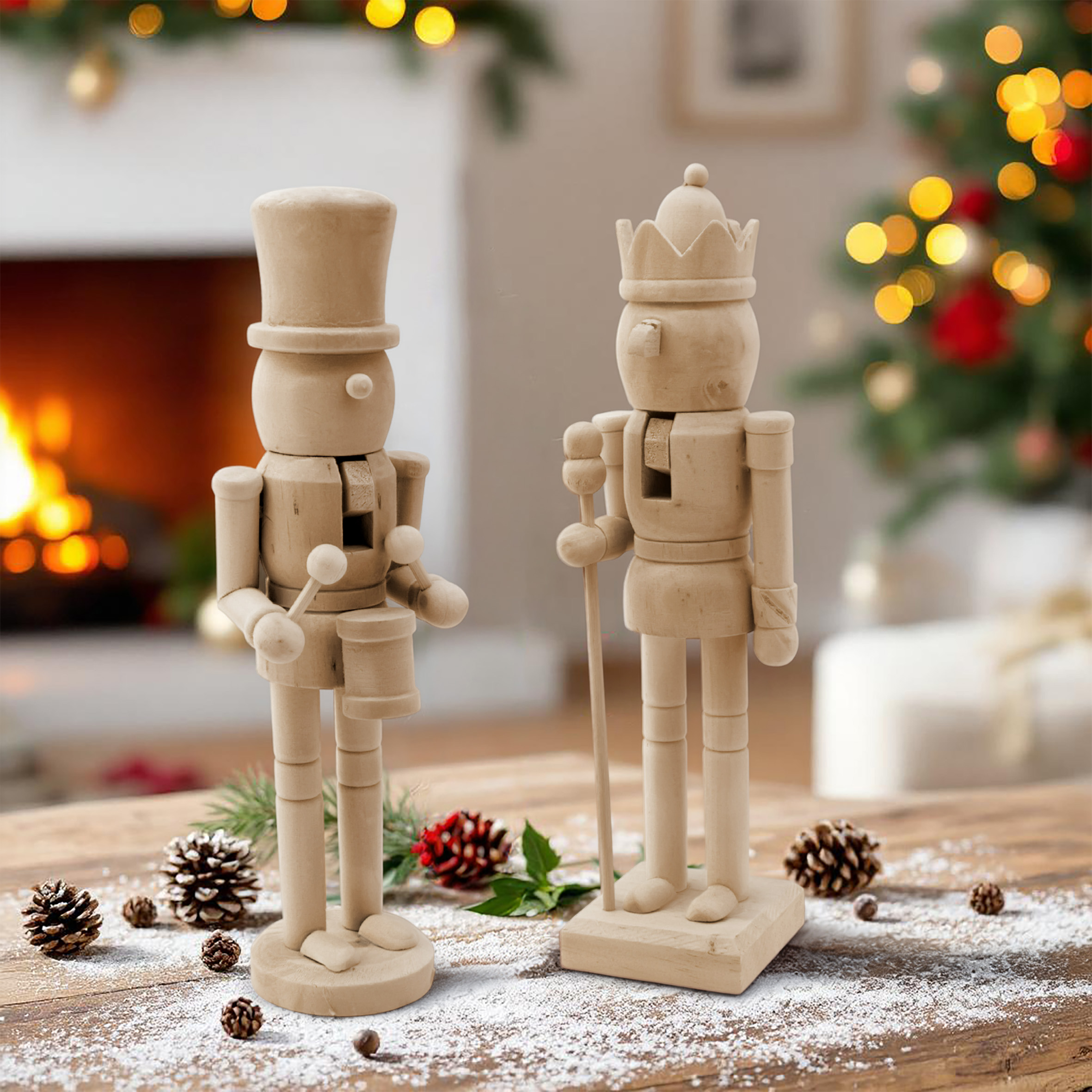 Nussknacker 26 cm aus Holz zum Selbstgestalten - 2er Set - Weihnachts Dekofigur zum Bemalen