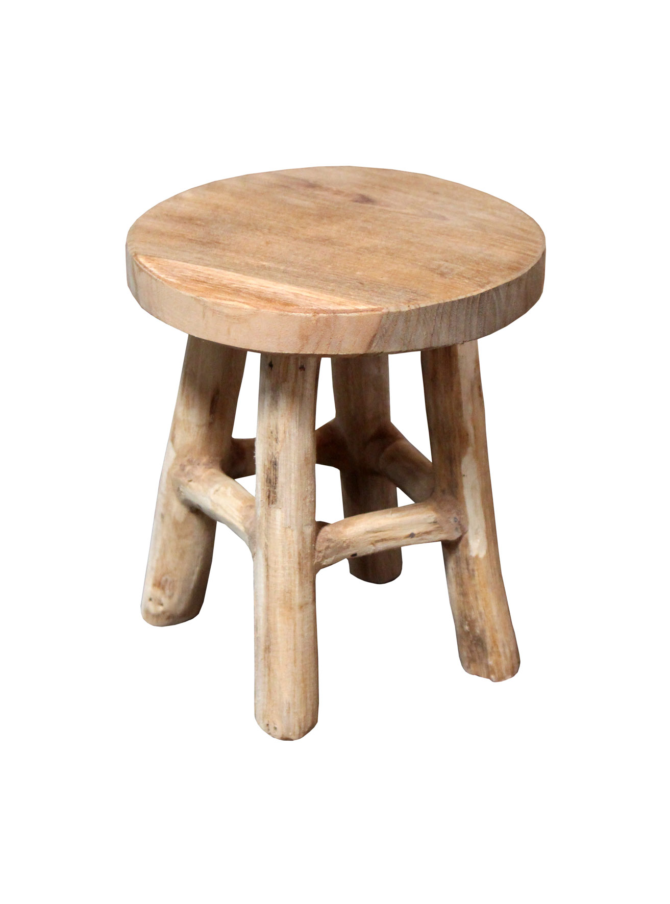 Teak Blumenhocker rund - Farbe und Größe wählbar - Holz Pflanzen Hocker mit 4 Füßen