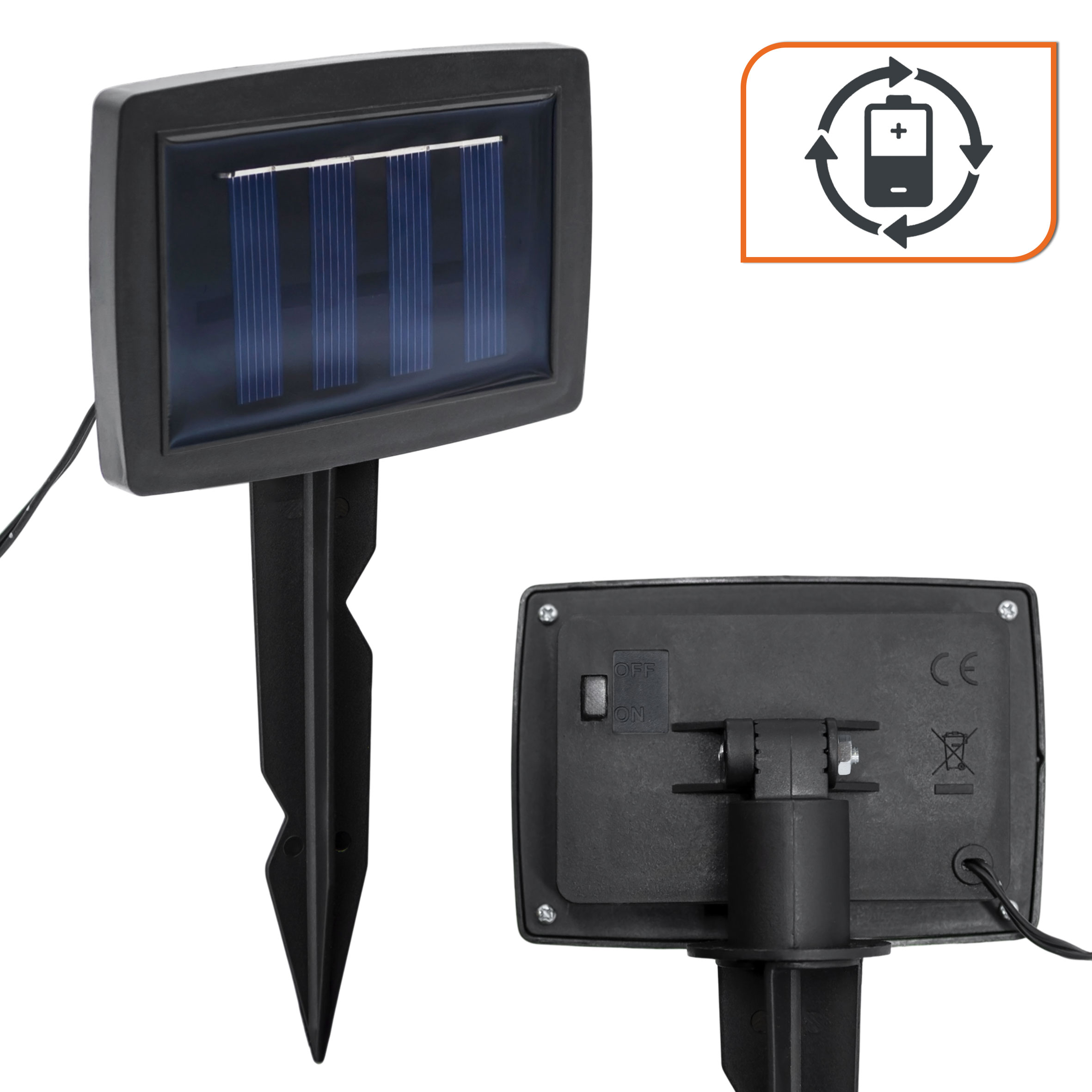 Solar Lichterkette 6 runde Lampions schwarz mit Flammen Effekt - 300 cm - LED Garten Dekobeleuchtung mit Flackereffekt