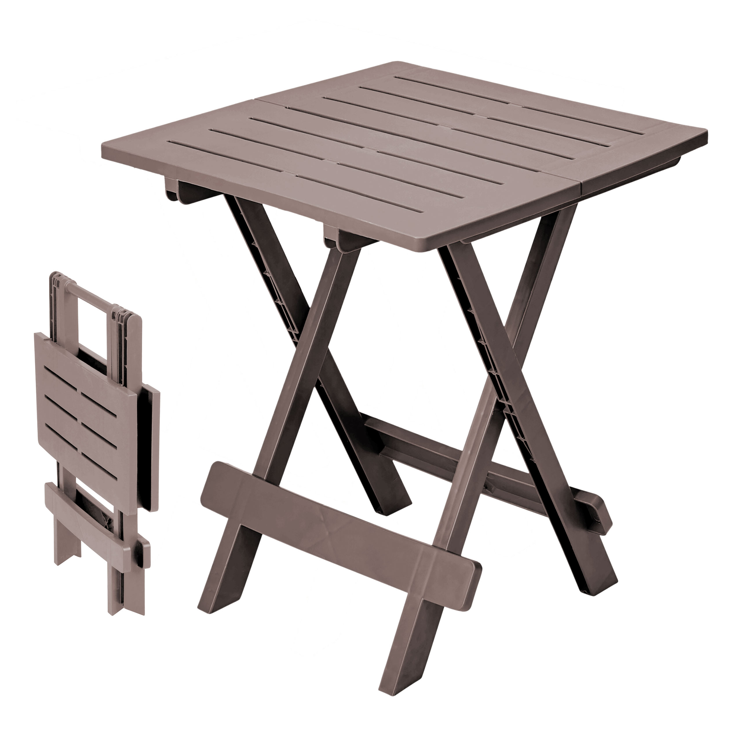 Kunststoff Klapptisch 45 x 43 cm - braun - Garten Beistelltisch klappbar