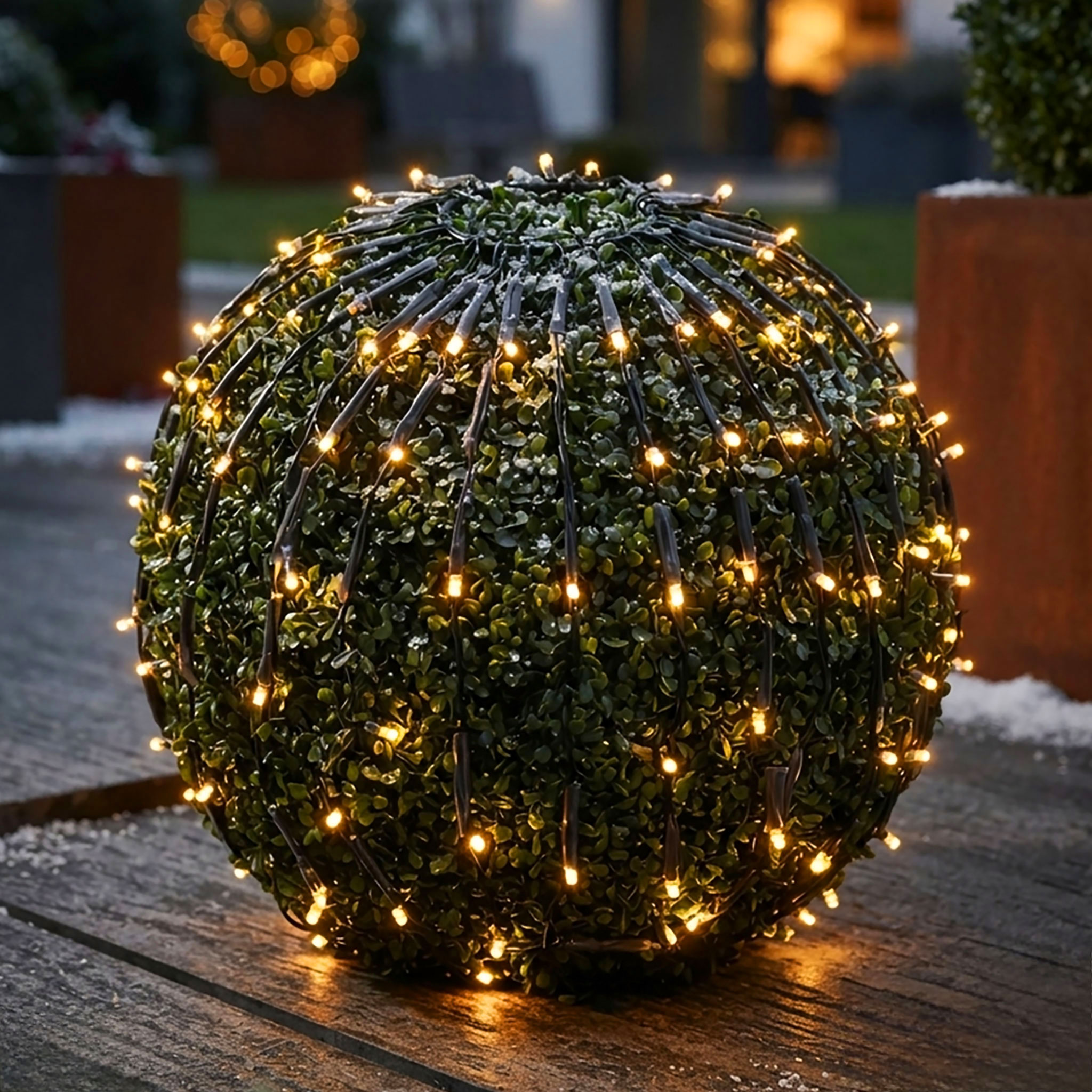 LED Buchsbaum Beleuchtung mit 100 LED warm weiß - 90 cm - Garten Deko Lichtervorhang