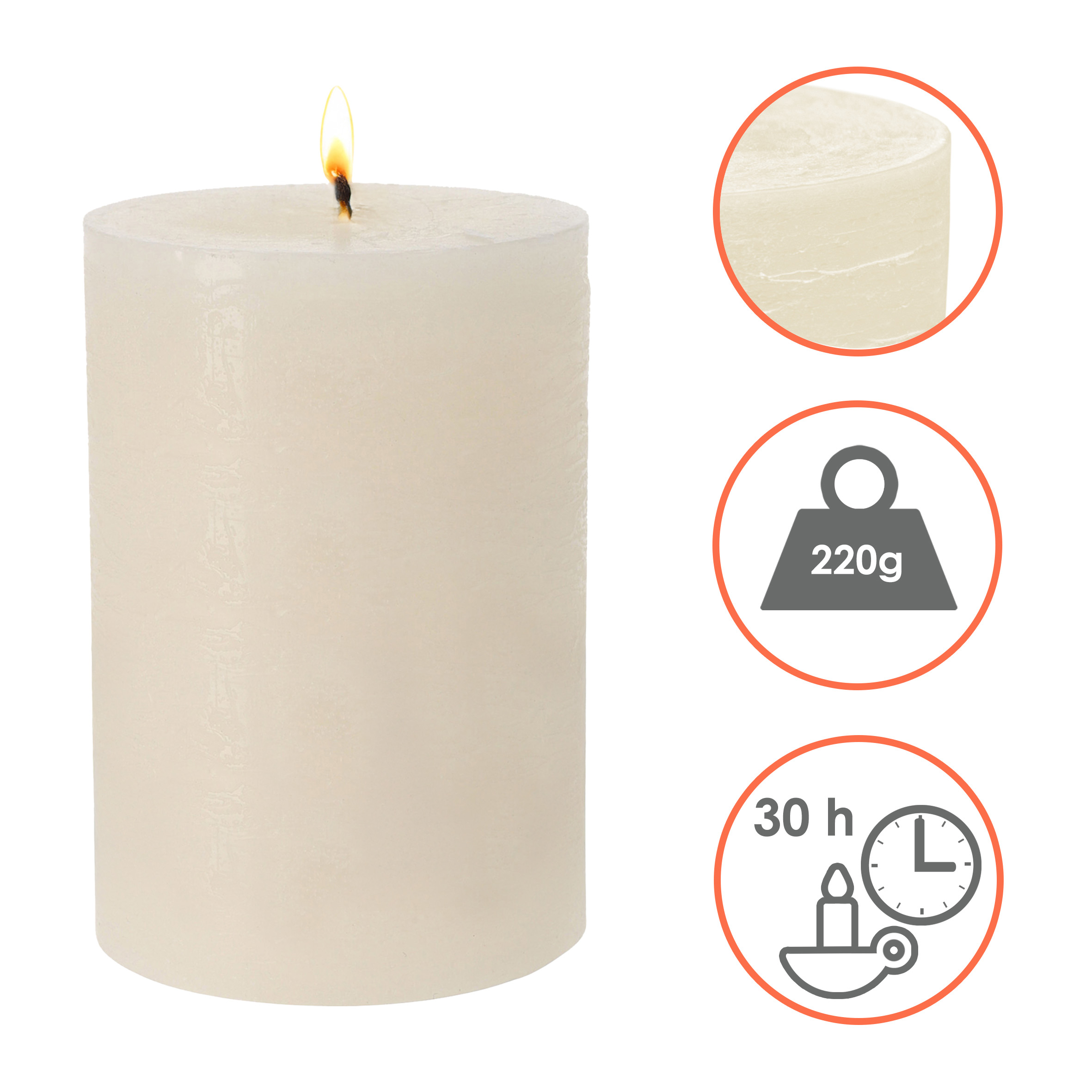 Echtwachs Stumpenkerzen 10 x 7 cm creme - 4er Set - Advents Kerzen unparfümiert 30 Stunden Brenndauer