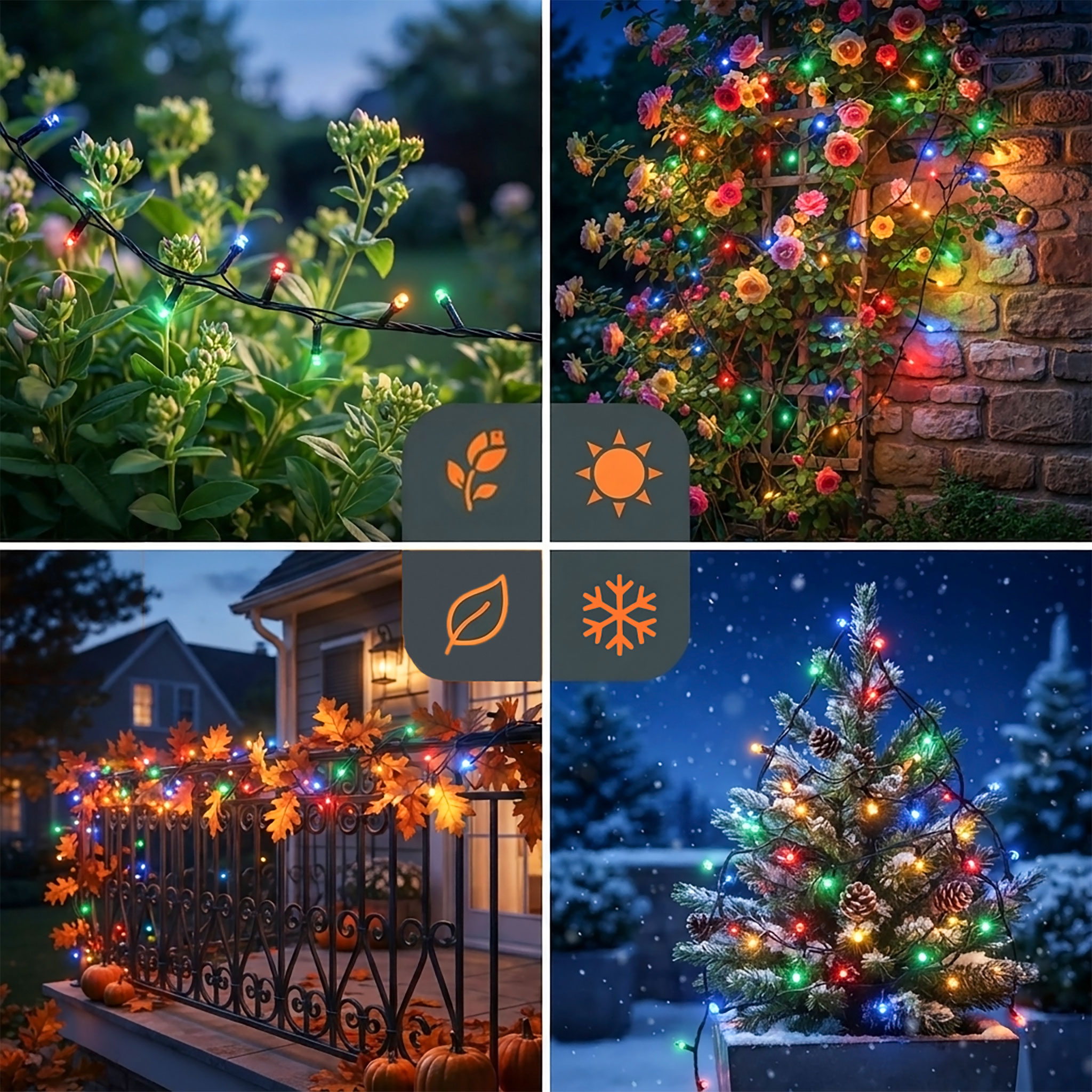 LED Weihnachts Lichterkette mehrfarbig - 40 LED / 6 m - Deko Beleuchtung bunt für Außen mit Timer
