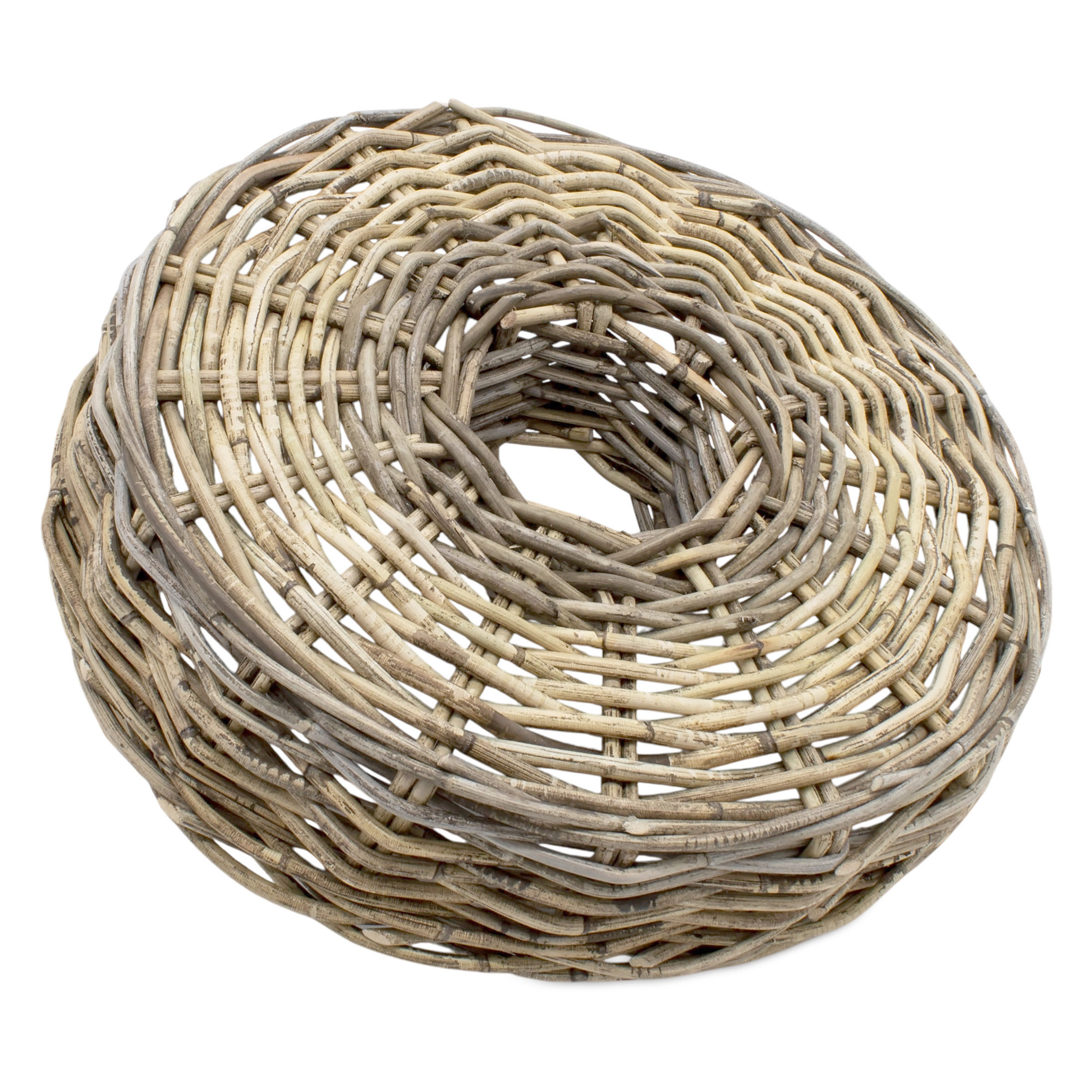 Rattan Blumenschale natur mit Folie - 40 cm - Holz Pflanzring zum direkten Bepflanzen