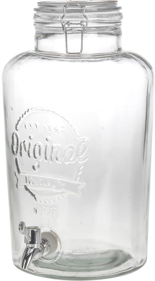 Getränke Spender mit Zapfhahn - 8 Liter - Glas Wasserspender mit Bügel Verschluss