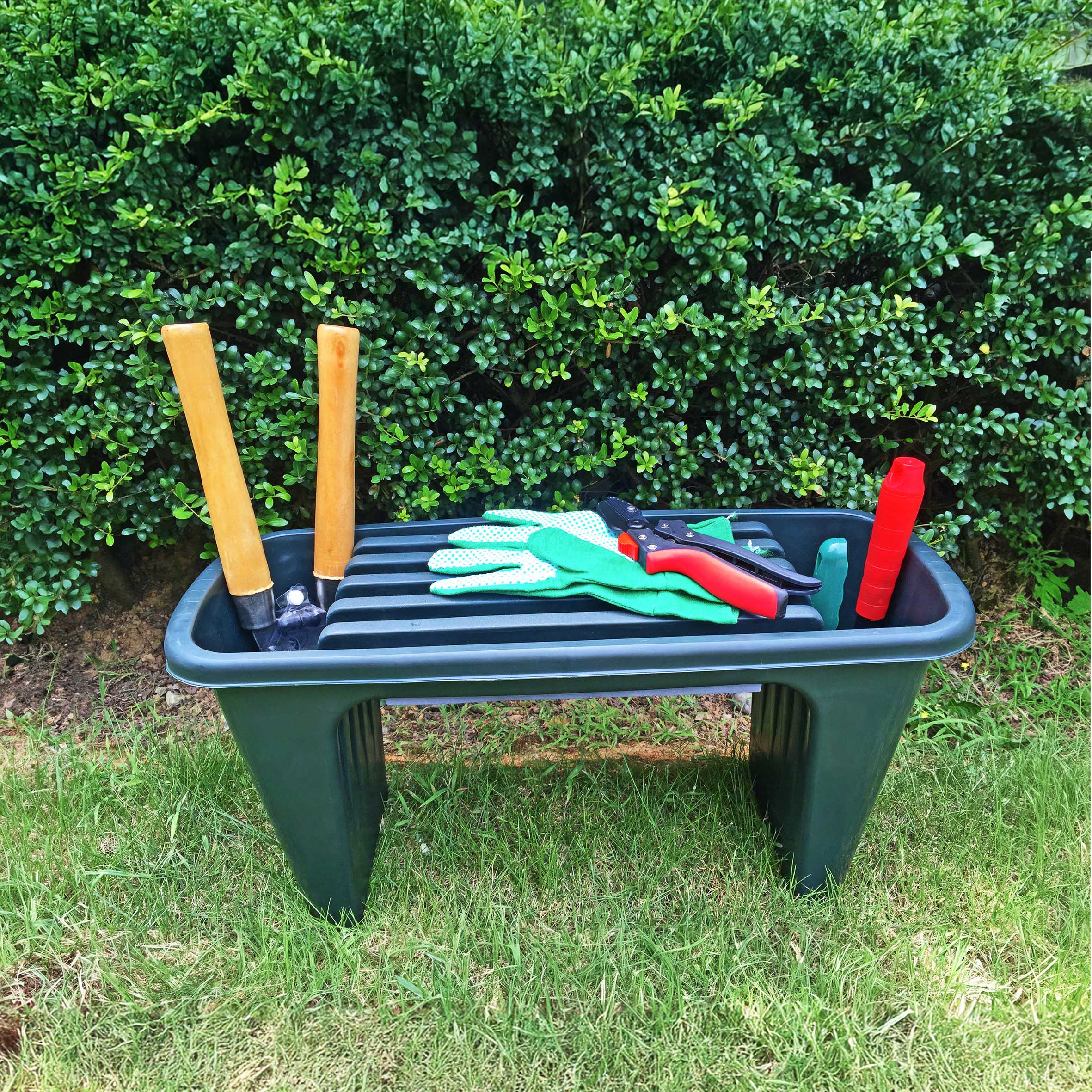 Kunststoff Garten Kniebank grün - 60 x 30 cm - Arbeitshocker mit Kniepolsterung
