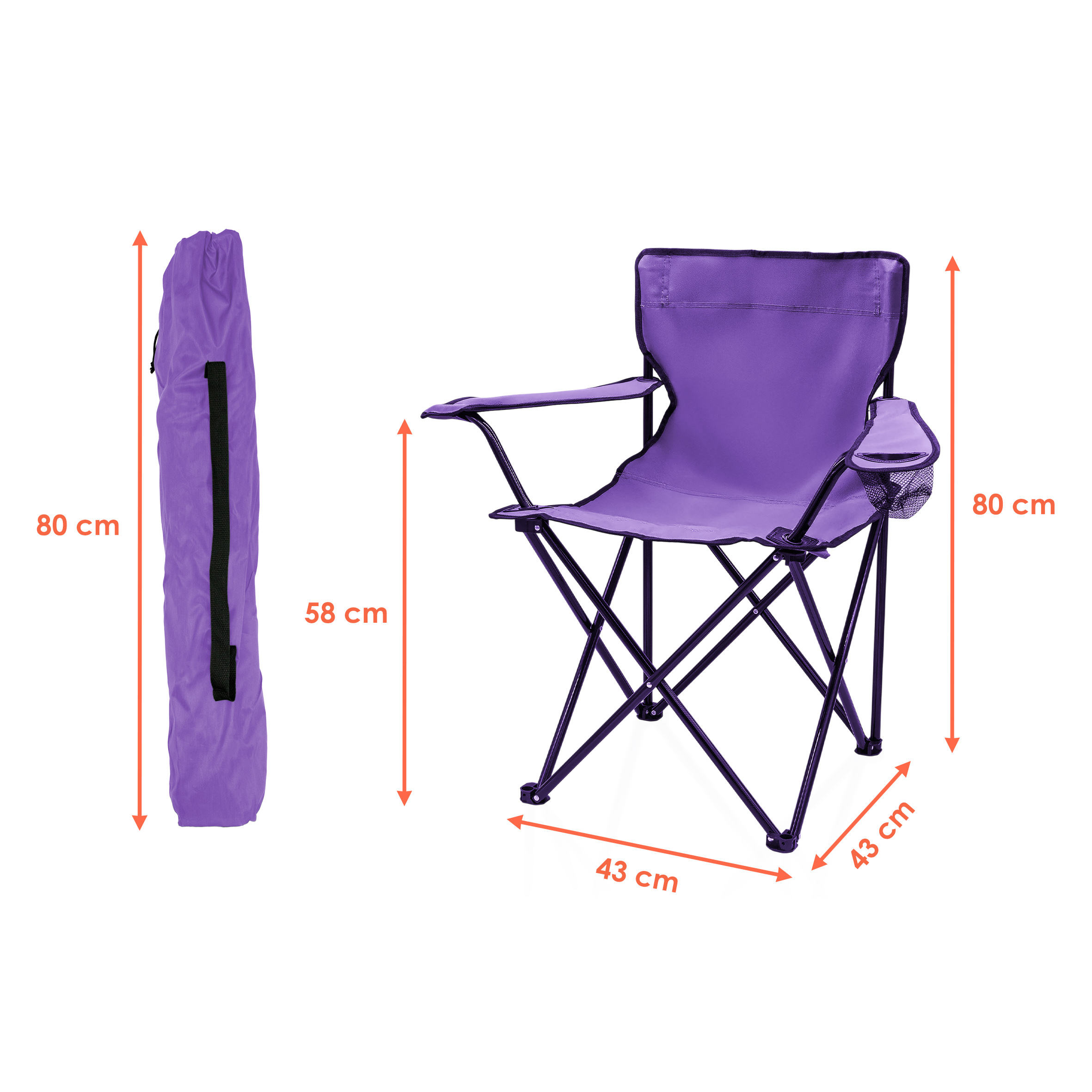 Campingstuhl mit Getränkehalter - 9 verschiedene Farben - Camping Strand und Garten Klappstuhl