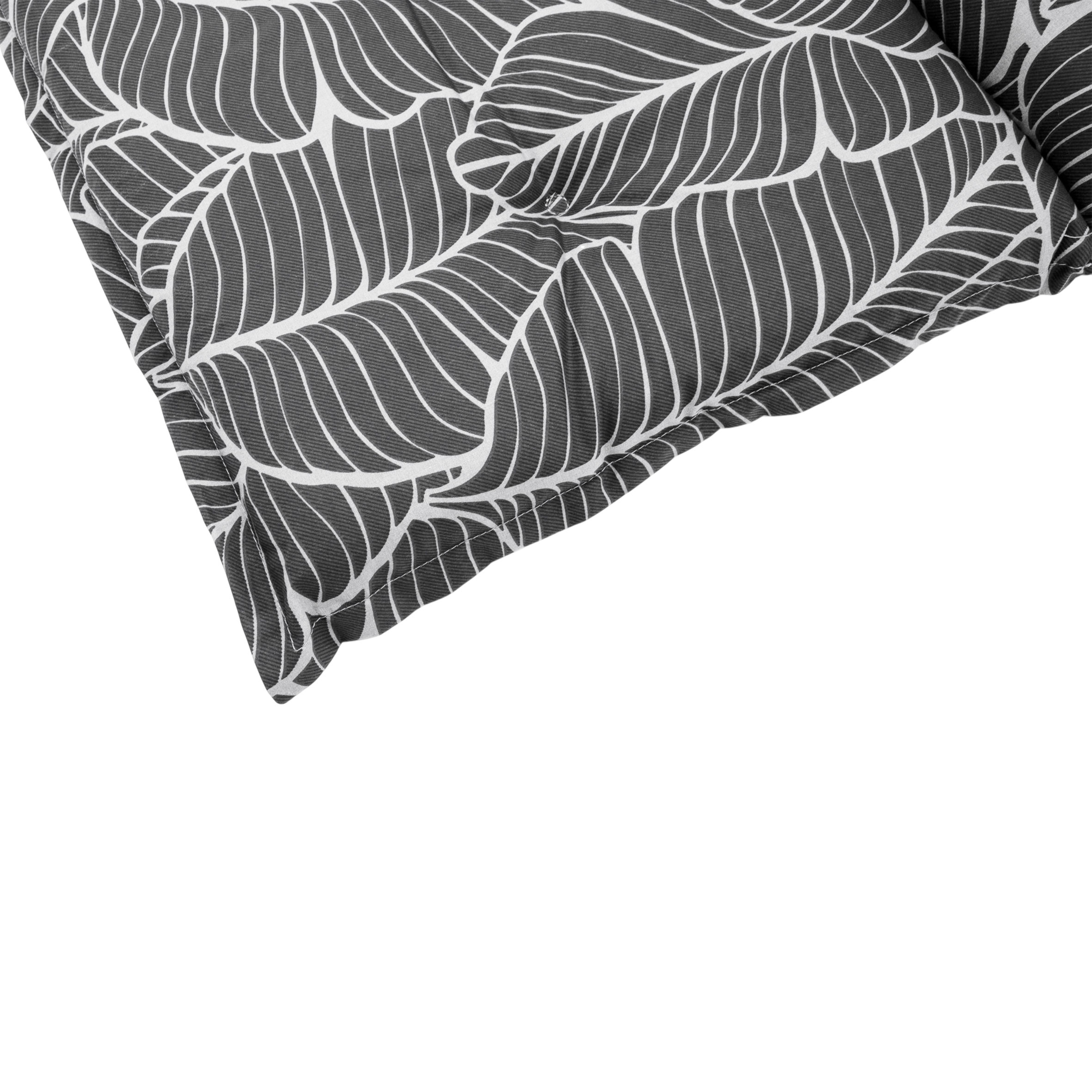 Universal Hochlehner Auflage "Blätter" - 123 cm - Gartenstuhl Kissen in grau