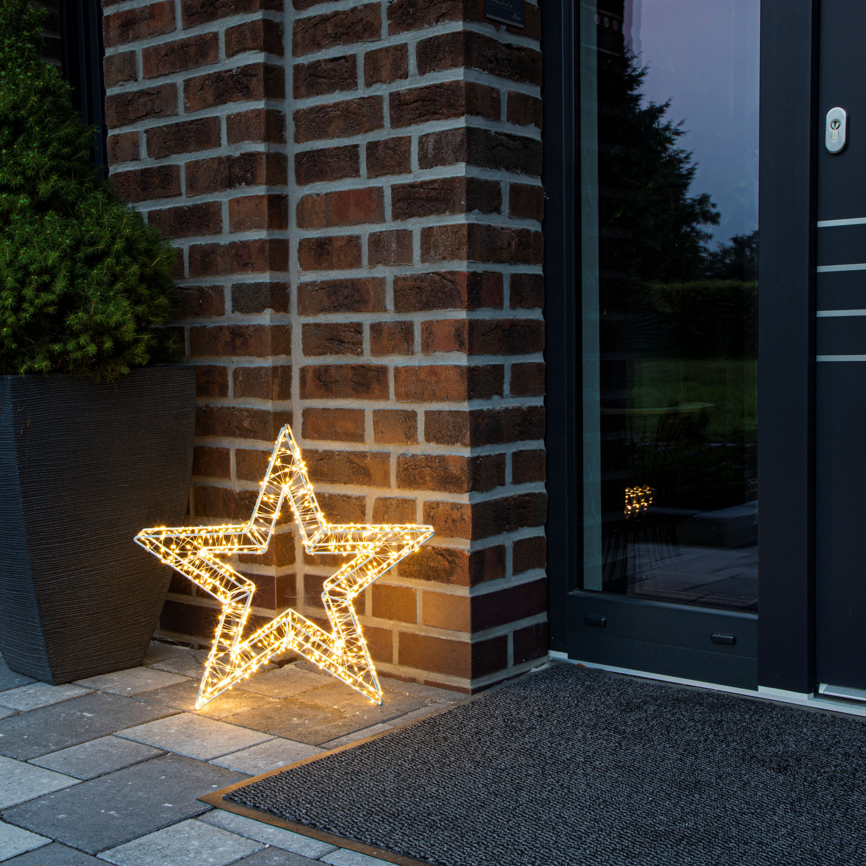 LED Metall Stern weiß 52 cm - 800 LED - Weihnachts Deko Beleuchtung für Außen