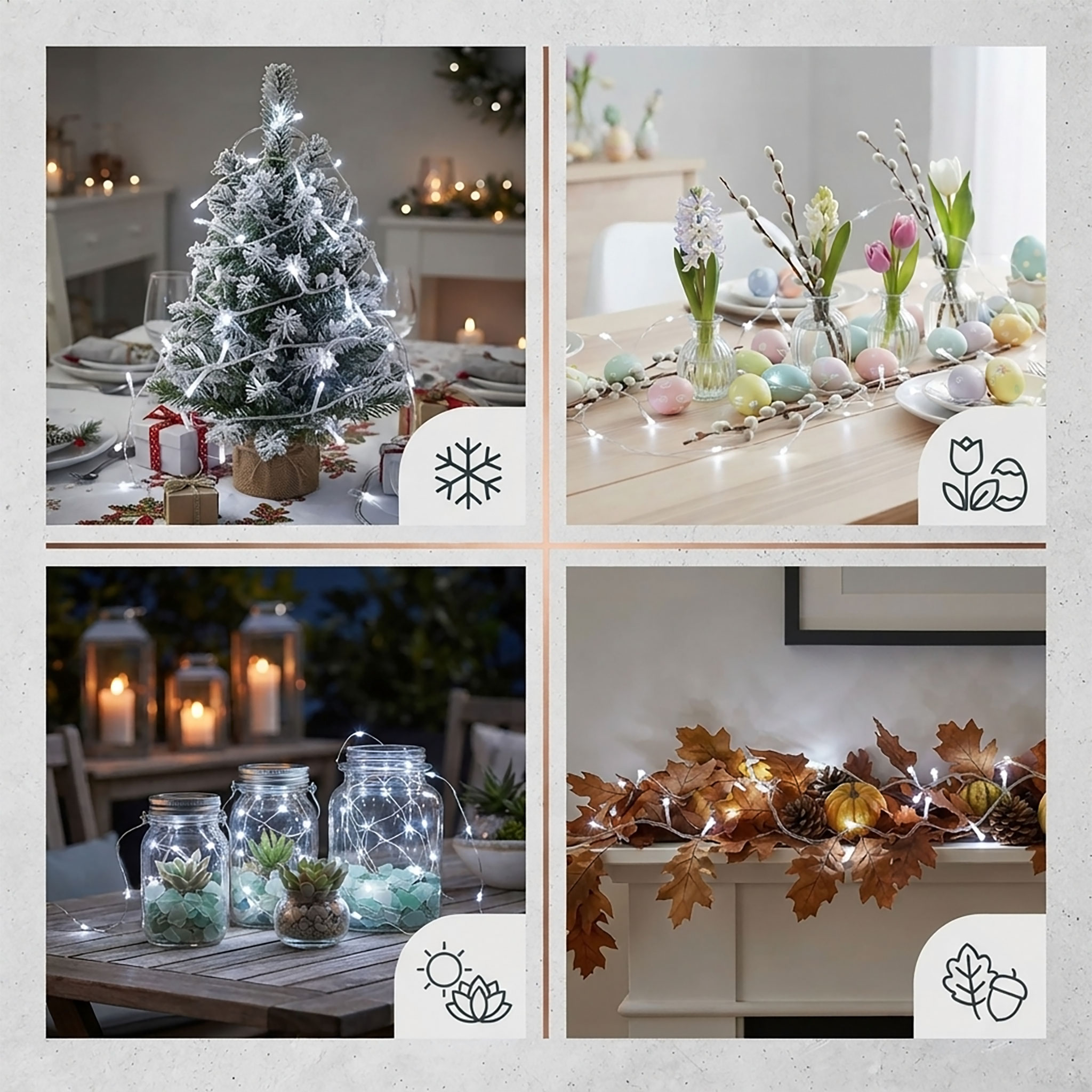LED Deko Lichterkette für den Innenbereich - warm oder kalt weiß / 10-80 LED - Weihnachts Tischlichterkette