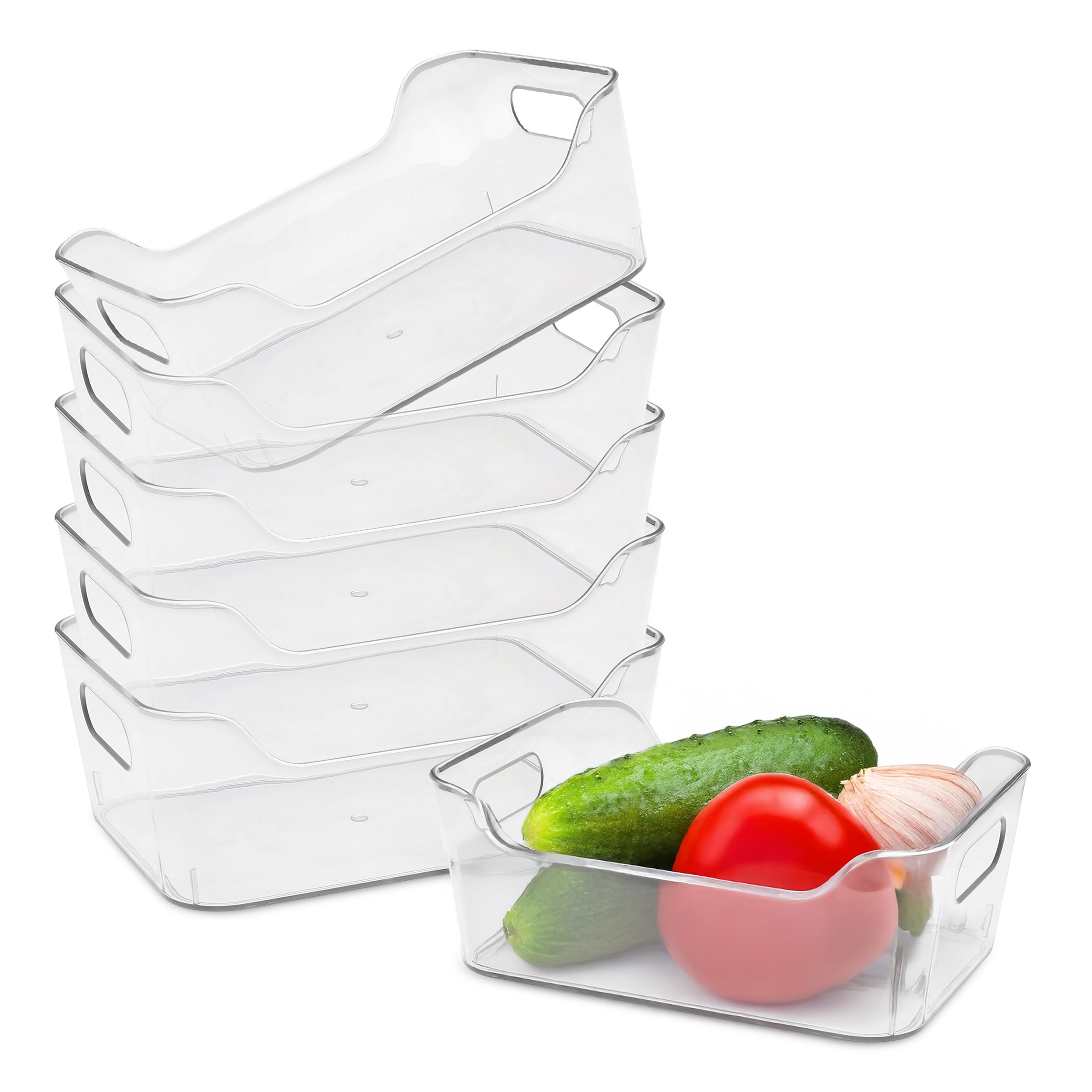 Kunststoff Kühlschrank Organizer 20 x 14 cm transparent - 6er Set - Aufbewahrungsbox für die Küche lebensmittelecht