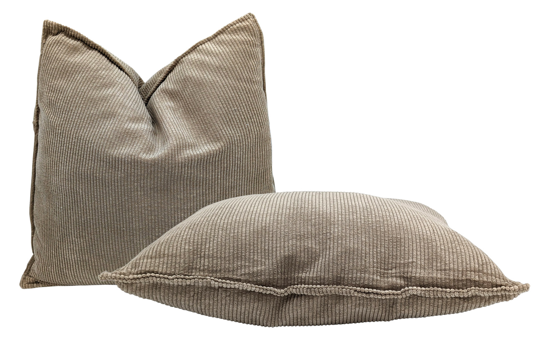 Cord Dekokissen 2er Set je 45 cm - kokossnuss braun / schwarz / braun - Zierkissen mit Füllung und Bezug - Kuschelkissen Sofakissen Rückenkissen