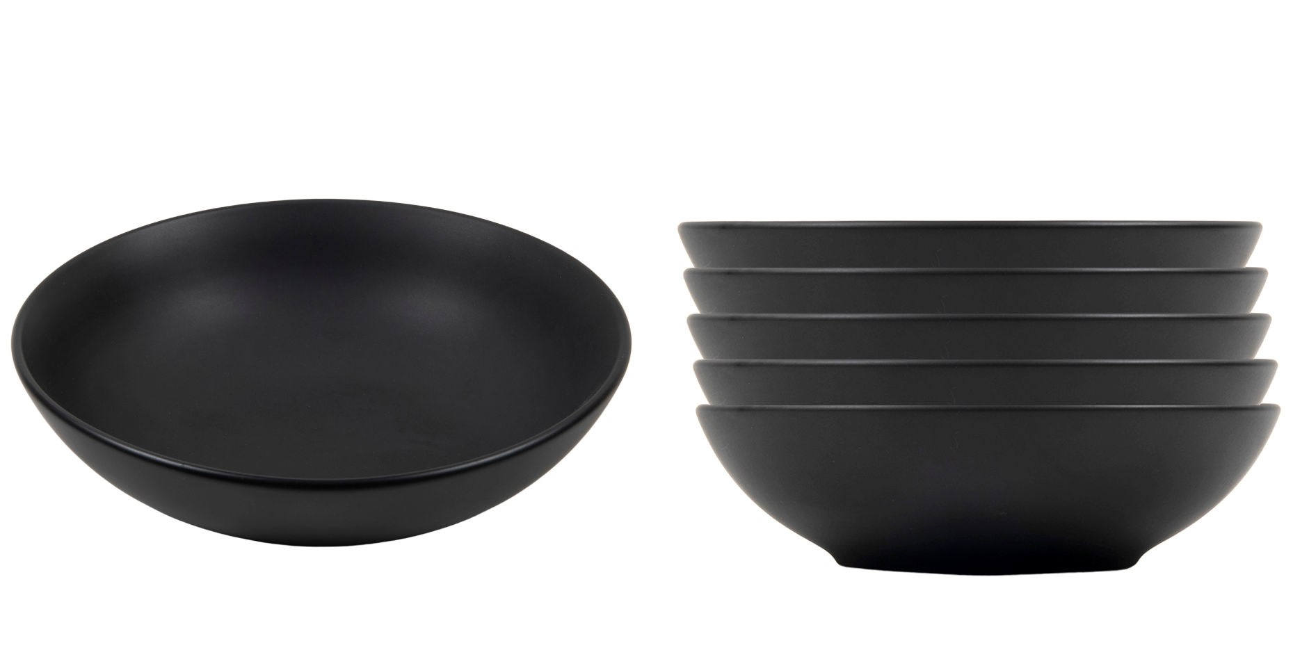 Suppenteller in schwarz matt - 6er Set - Tiefe Teller ca. Ø 20 cm