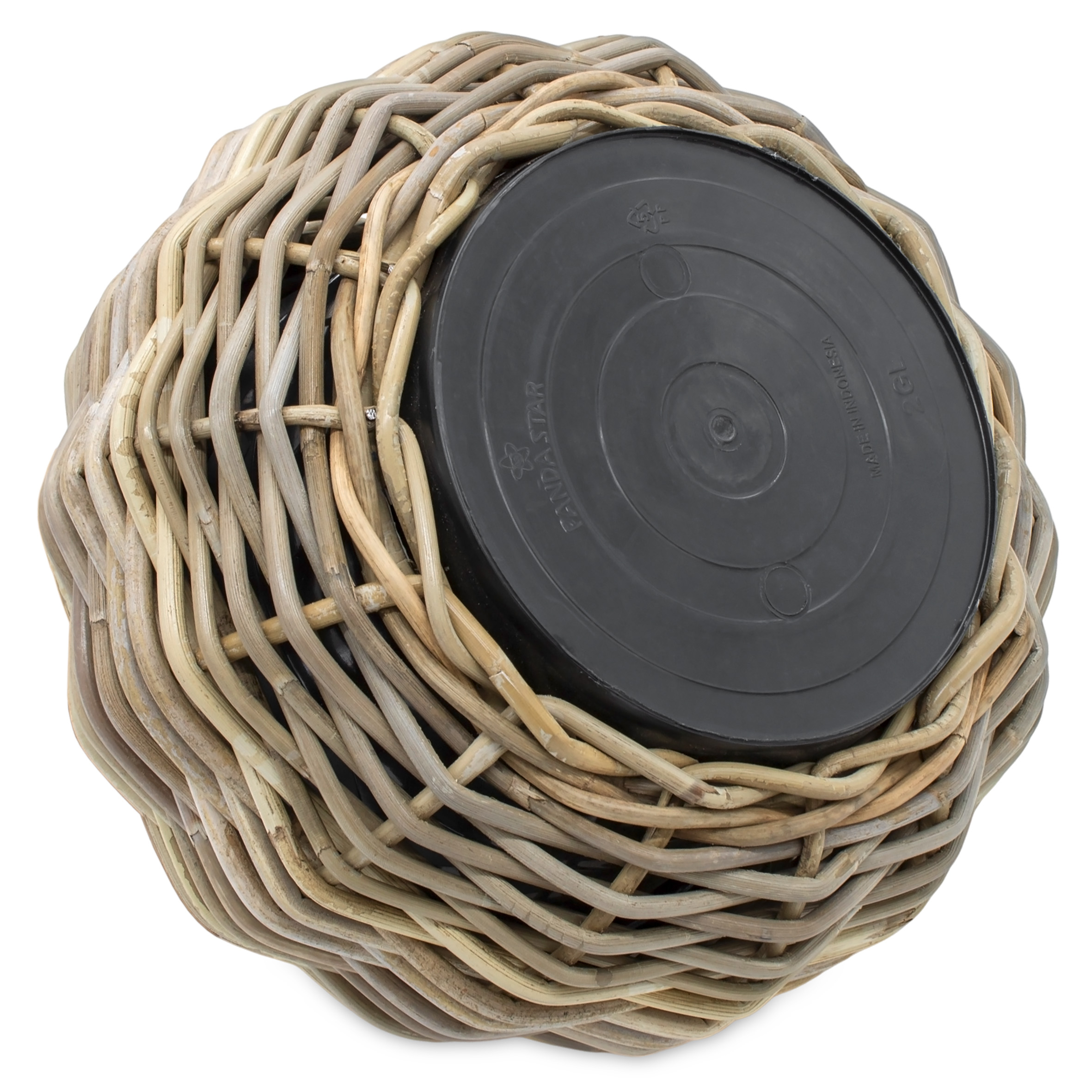 Rattan Pflanztopf mit Kunststoff Einsatz - 29 x 19 cm - Garten Deko Blumenkorb shabby natur