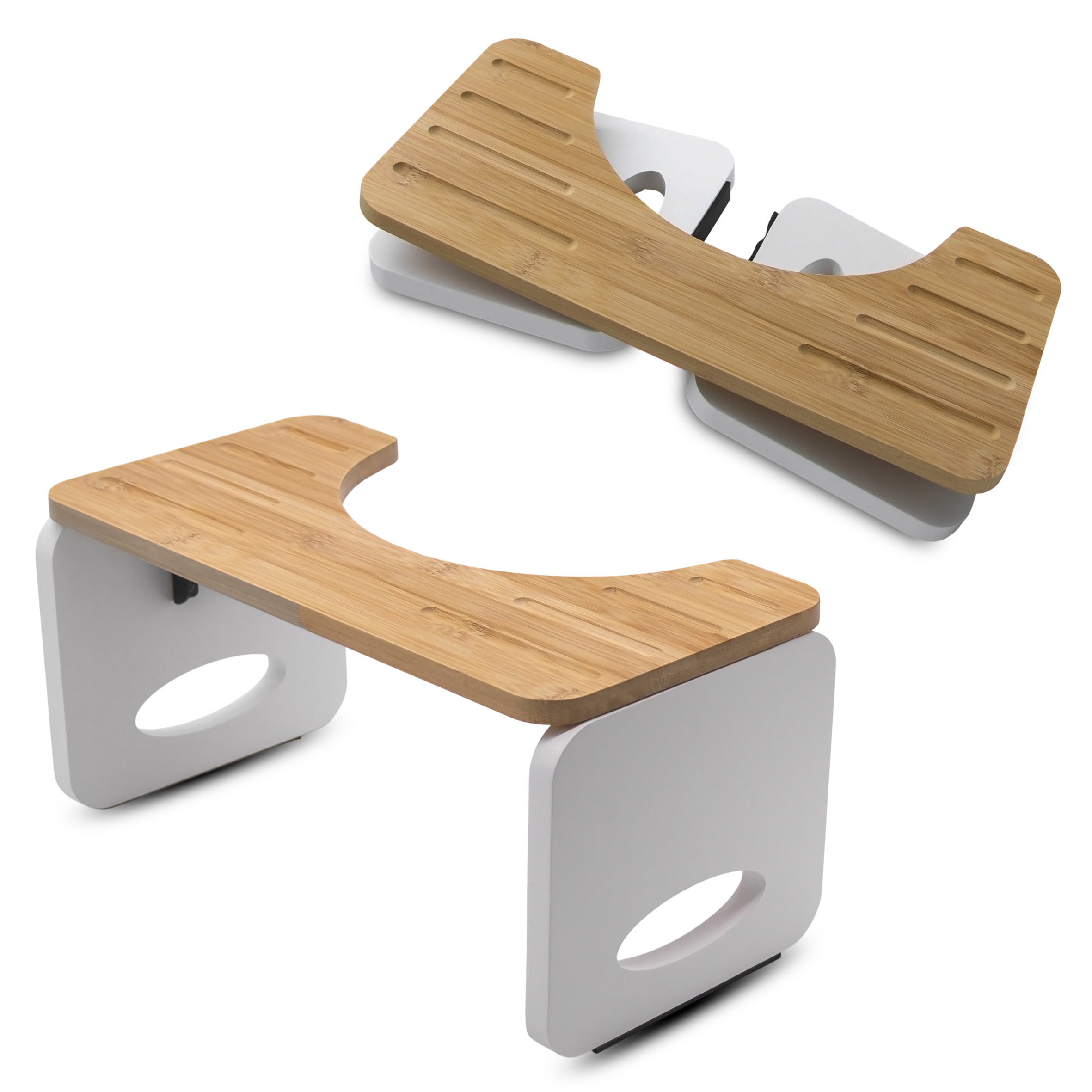 Bambus Toilettenhocker für natürliche Hockstellung - 40 x 20 cm - Ergonomischer Squat WC Hocker rutschfest und klappbar