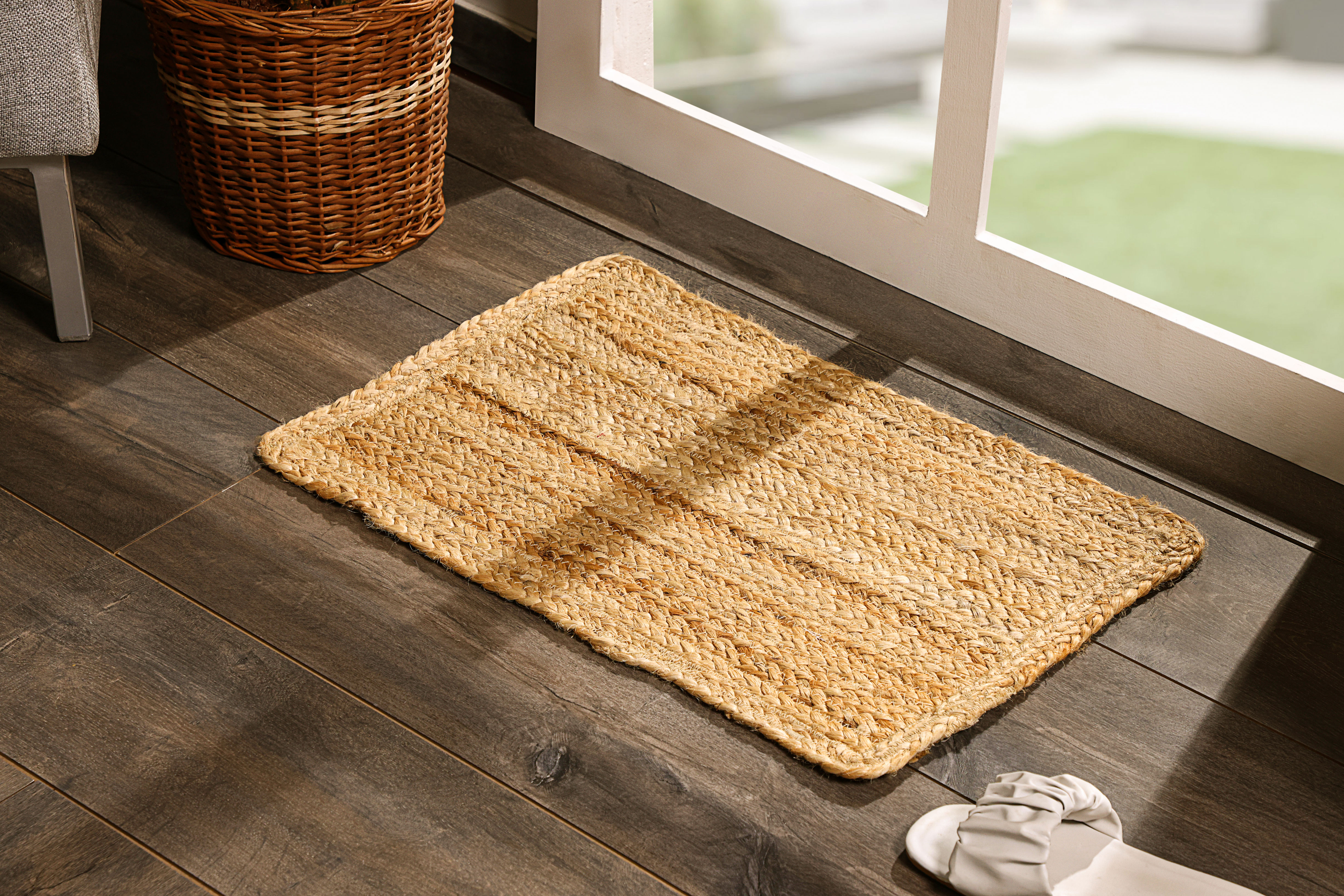 Jute Teppich LOLA natur - rechteckig oder rund / jeweils 3 verschiedene Größen - Handgewebte Bodenmatte im Ethno-Style