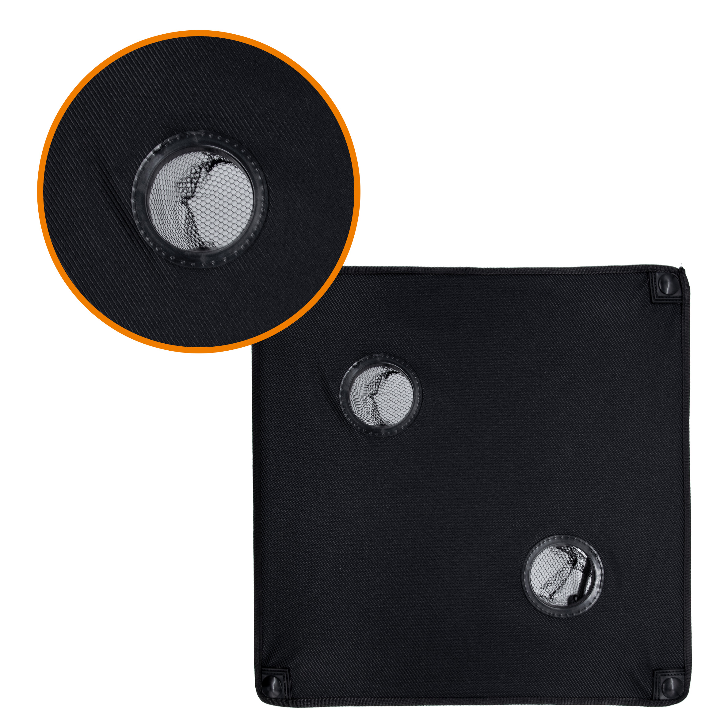 Campingtisch ultraleicht mit 2 Getränkehaltern - 48 x 48 cm - Outdoor Klapptisch schwarz inklusive Tragetasche