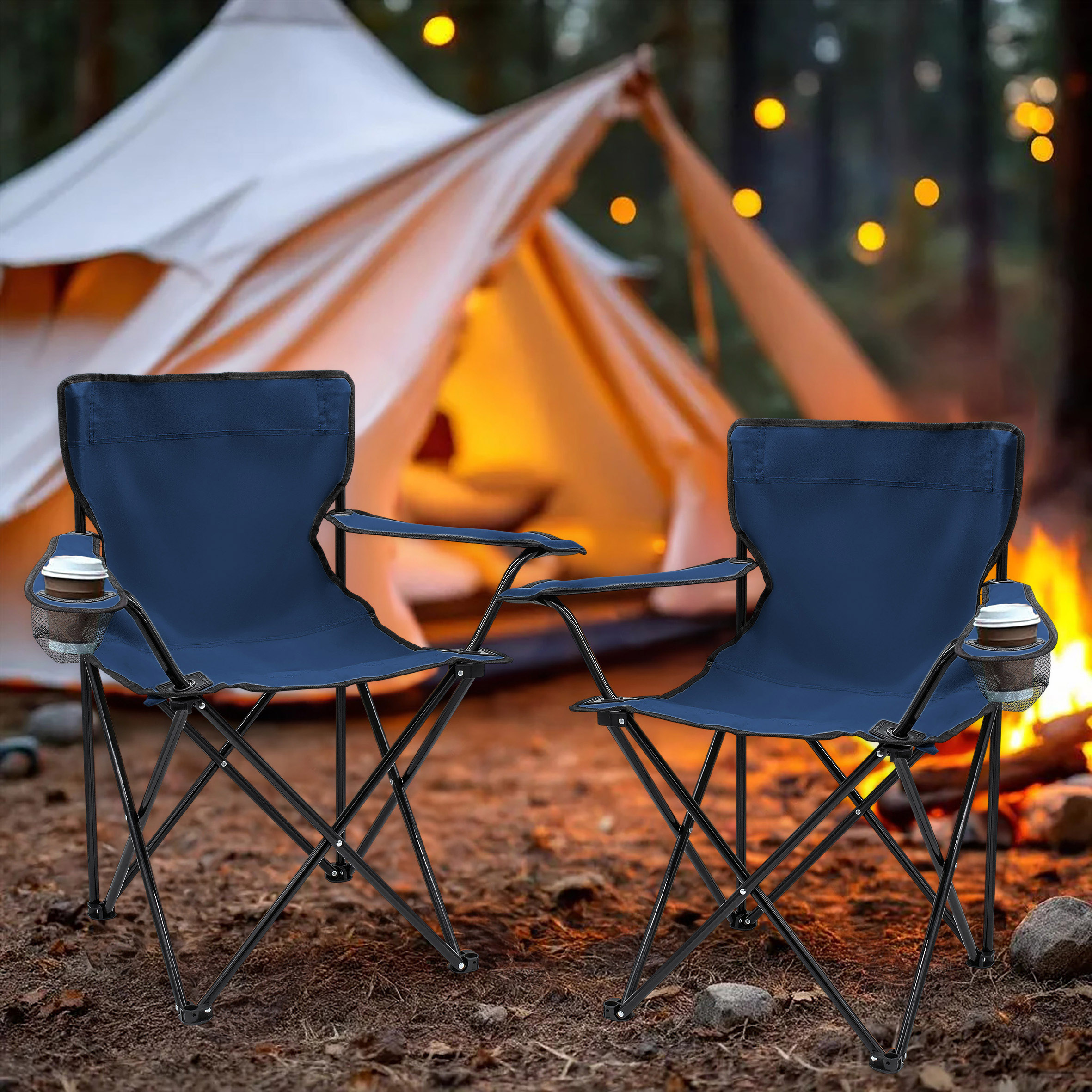 Campingstuhl mit Getränkehalter - 9 verschiedene Farben - Camping Strand und Garten Klappstuhl