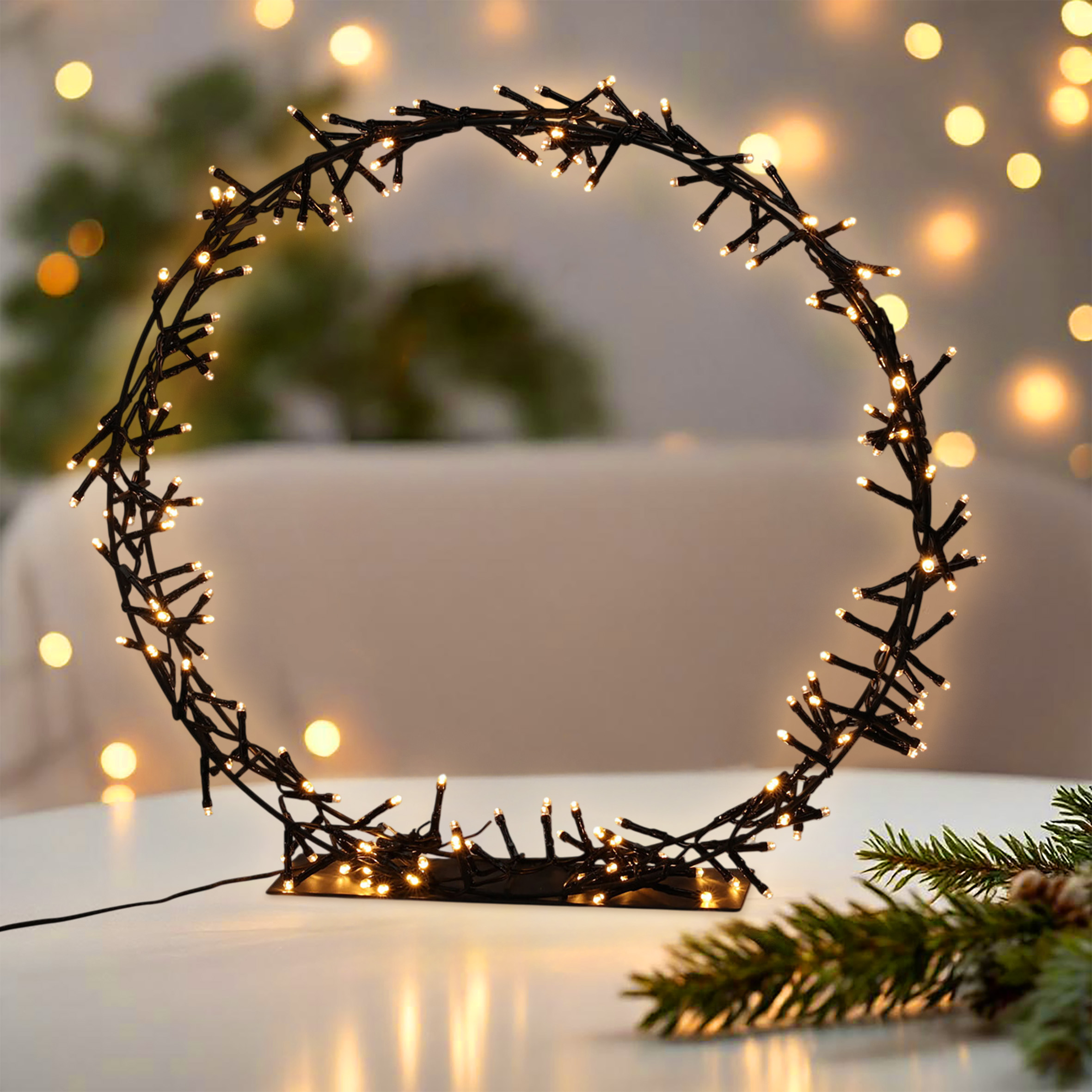LED Ring schwarz mit Standfuß - 38 cm