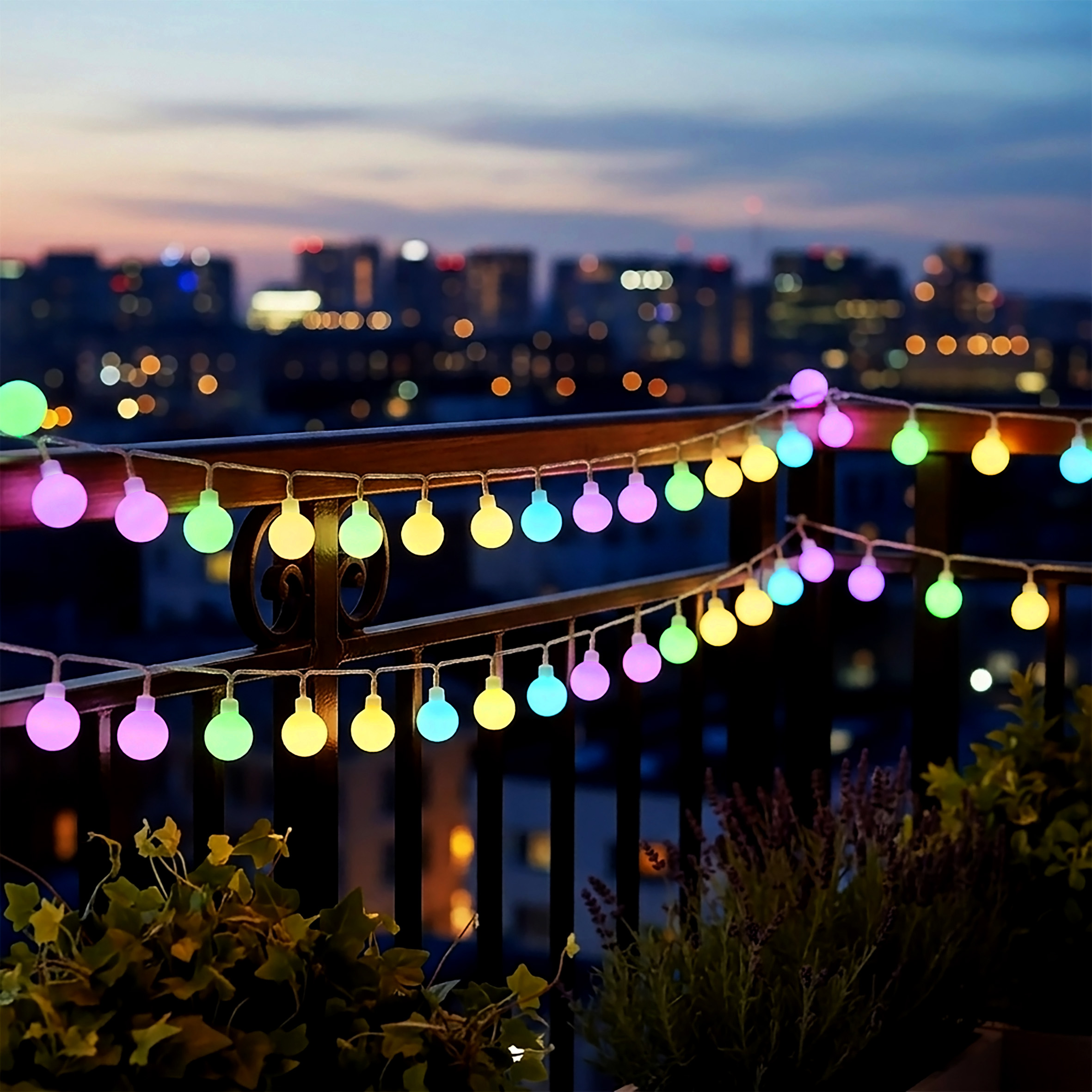 LED Lichterkette 290 cm für Außen und Innen 30 mini Kugeln mit Timer - soft bunt - Kugellichterkette batteriebetrieben mit 8 Funktionen