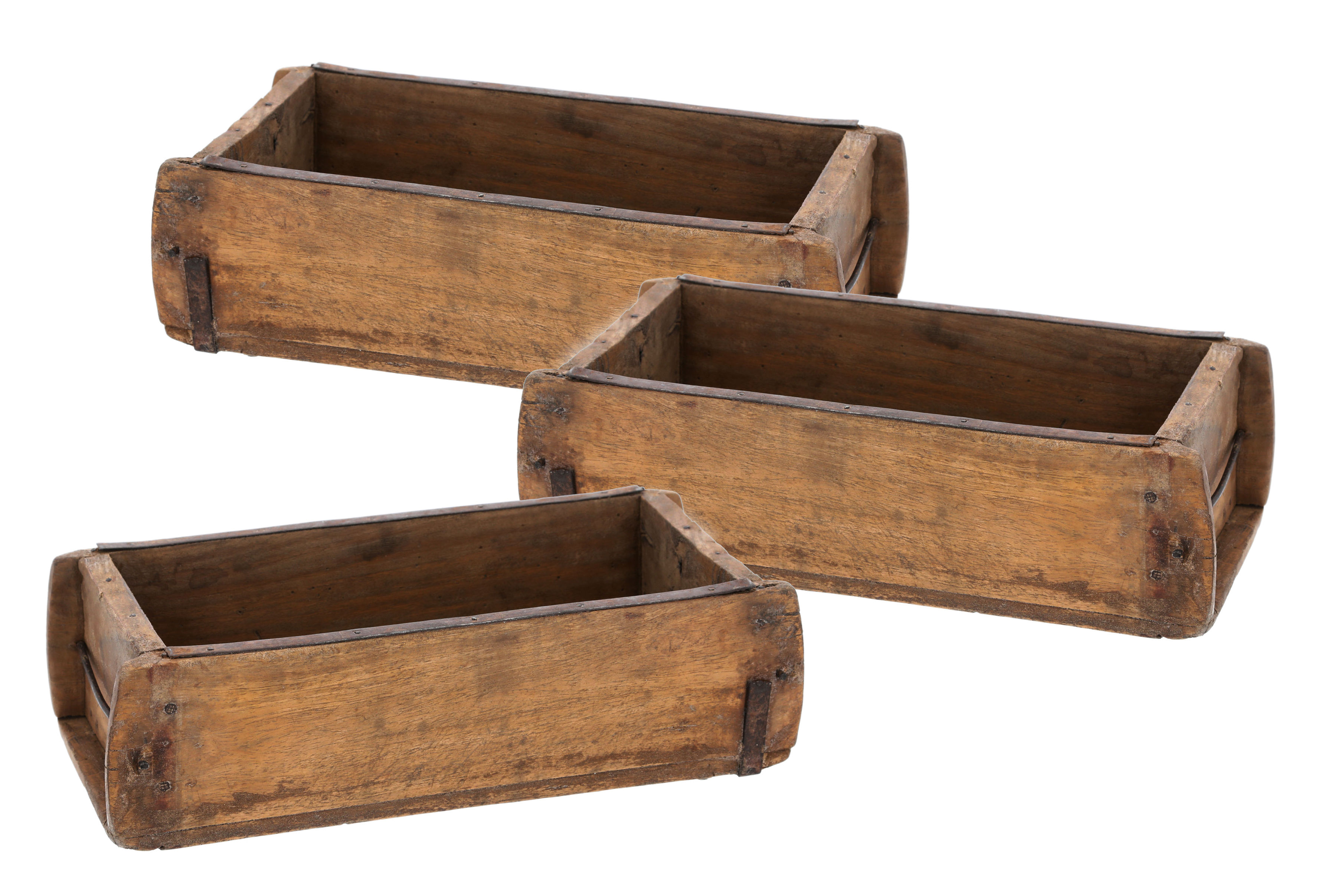 Ziegelform Holz Kiste mit Metall Beschlägen 30 x 15 cm - 1er oder 3er Pack