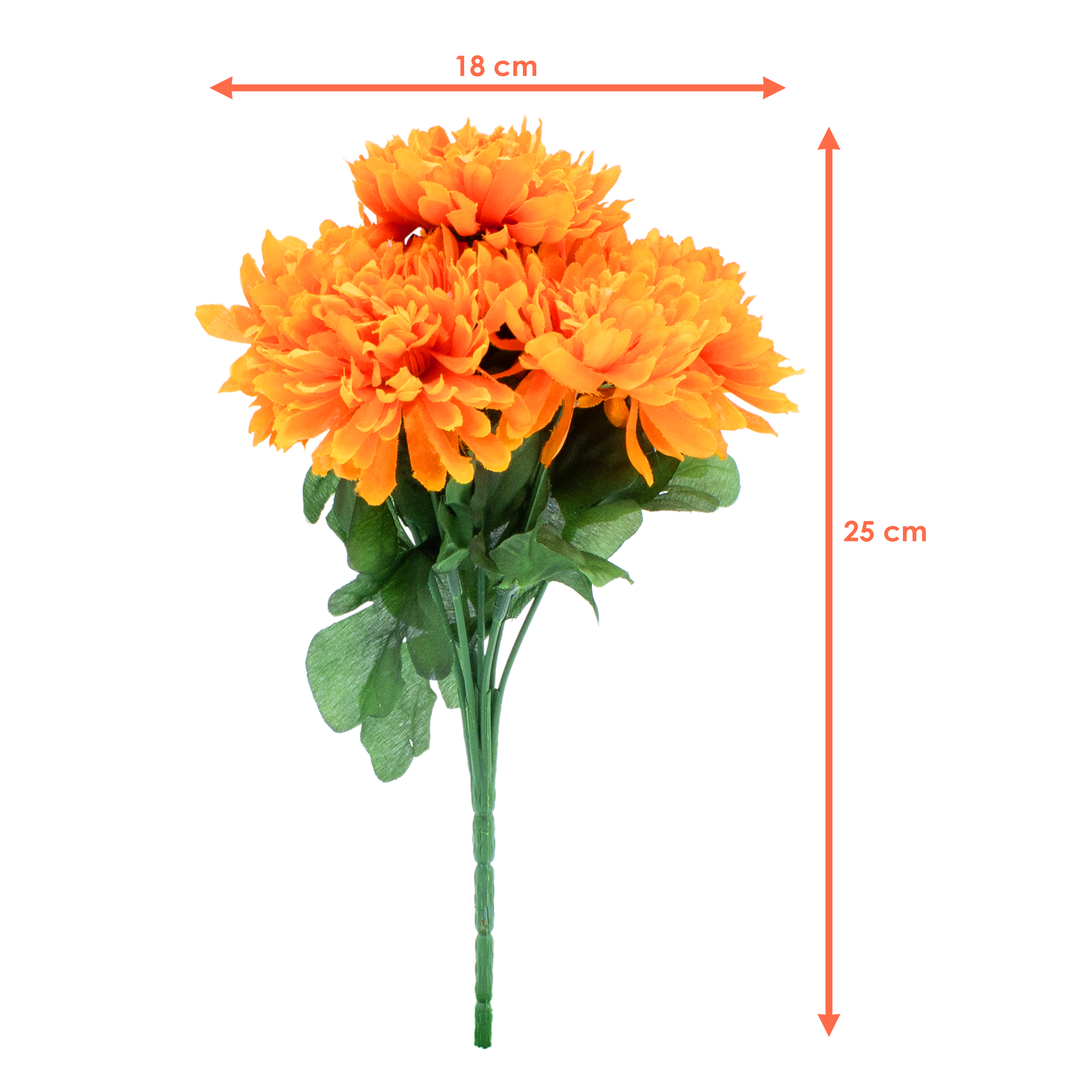 Chrysanthemen Strauß künstlich 2er Set - orange - Deko Blumenstrauß mit 7 Stielen