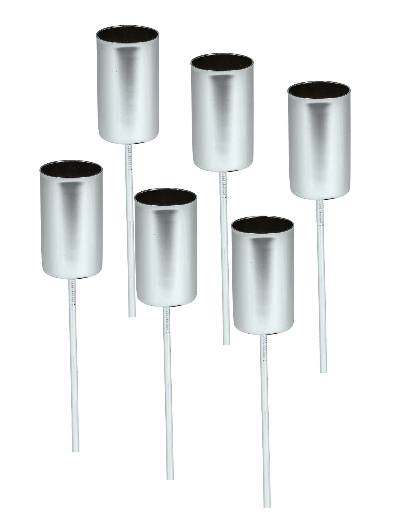 Kerzenpick für Tafelkerzen 6er Set - schwarz oder silber - Kerzenhalter für Stabkerzen
