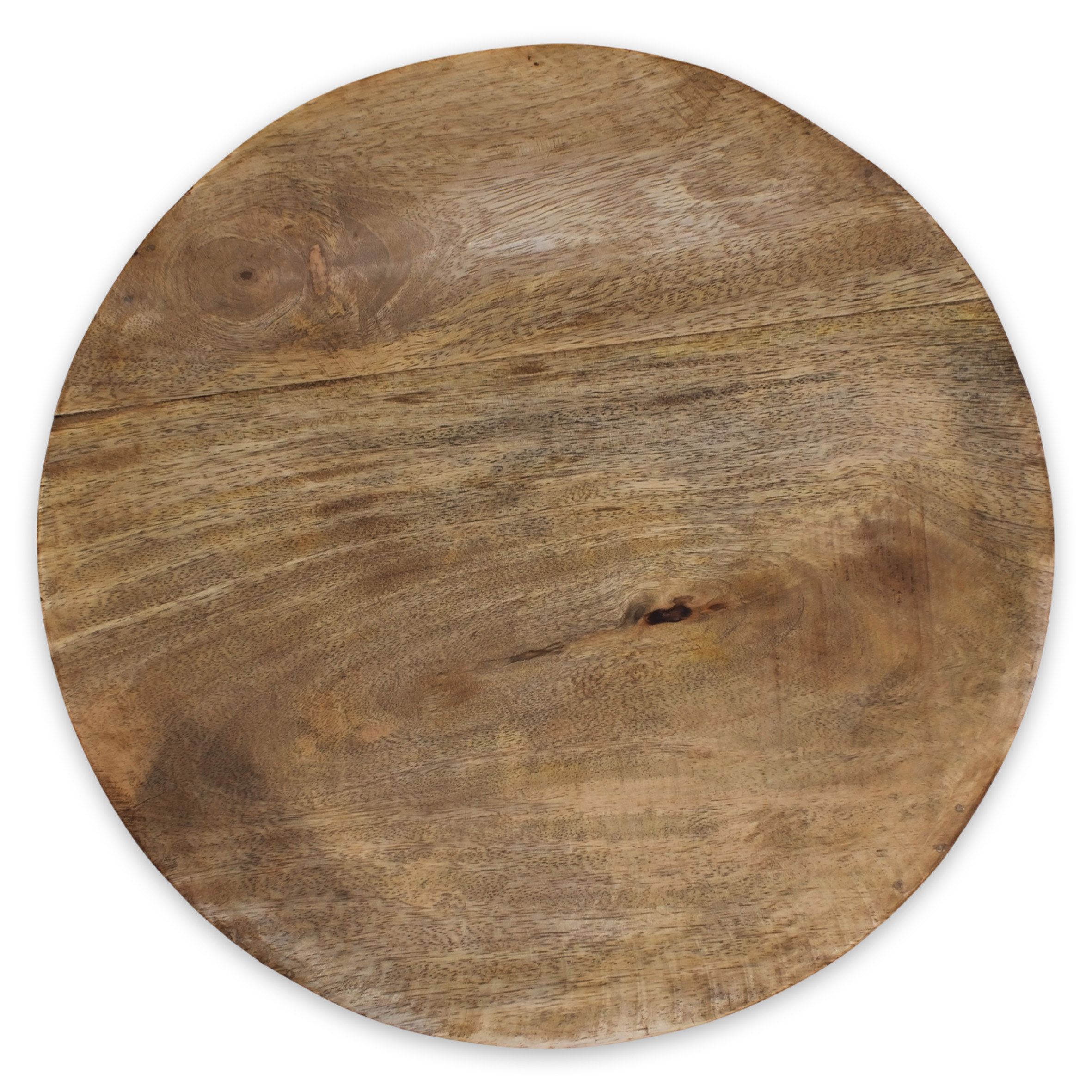 Mangoholz Servierteller groß rund auf Füßen lebensmittelecht - 38 cm - XL Massivholz Servierplatte mit Standfüßen