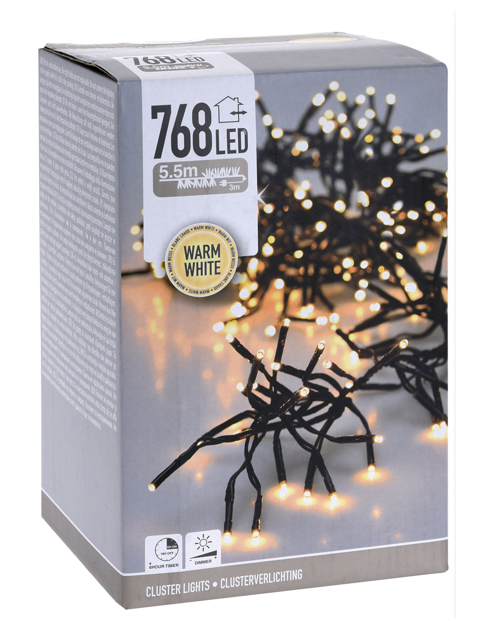 LED Büschel Lichterkette warm weiß mit Timer und Dimmer - 5,5 m / 768 LED - Garten Deko Beleuchtung für Außen
