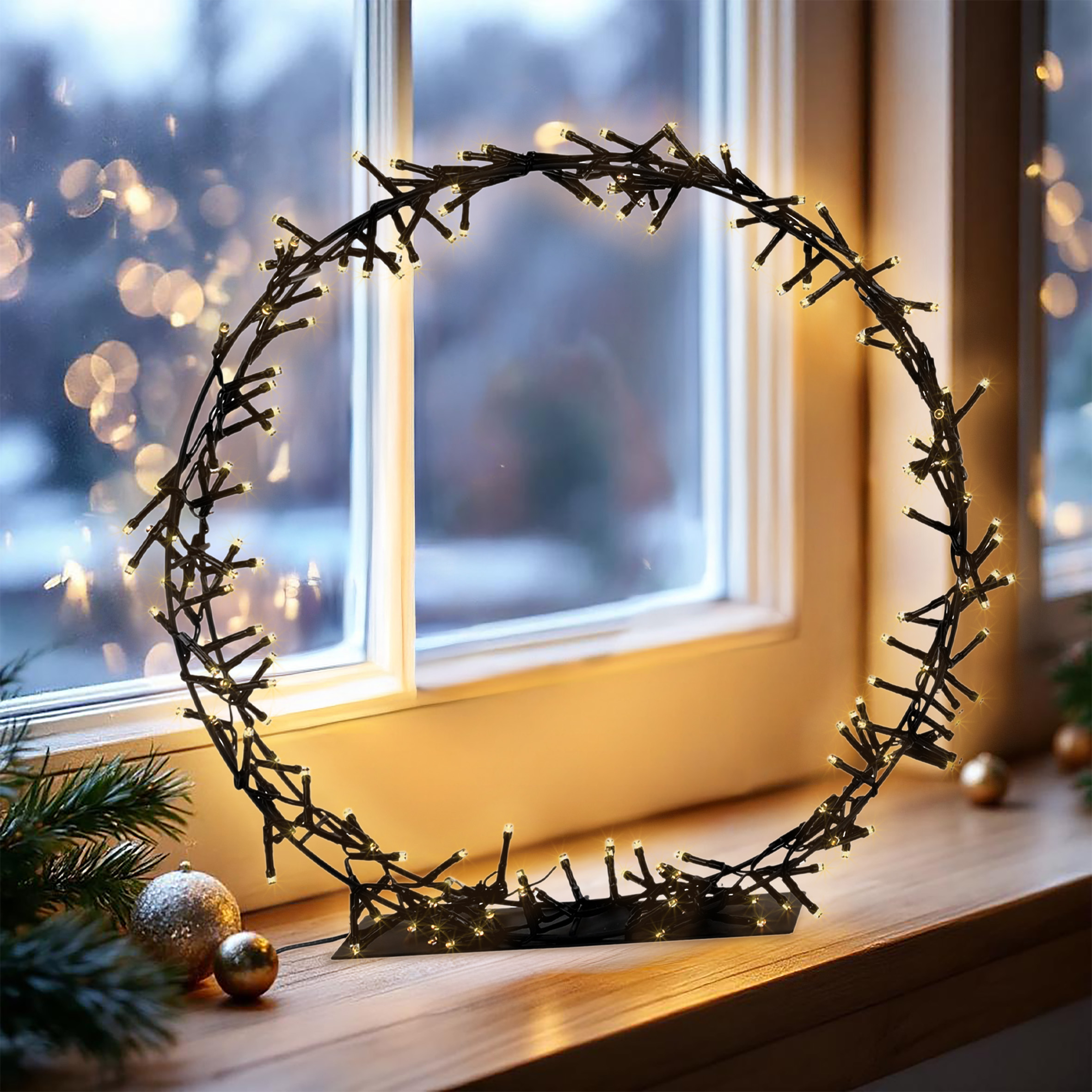 LED Ring schwarz mit Standfuß - 38 cm