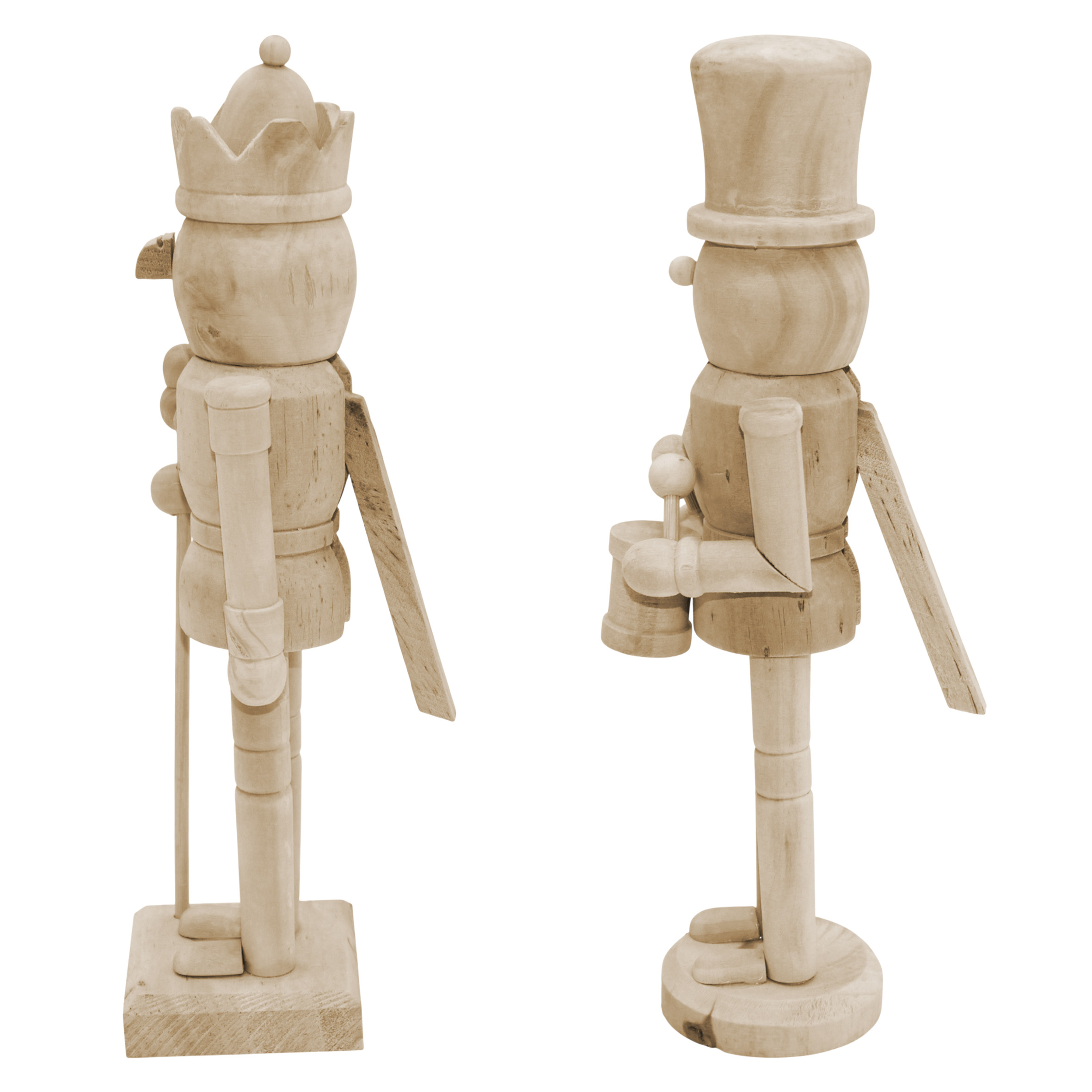 Nussknacker 26 cm aus Holz zum Selbstgestalten - 2er Set - Weihnachts Dekofigur zum Bemalen