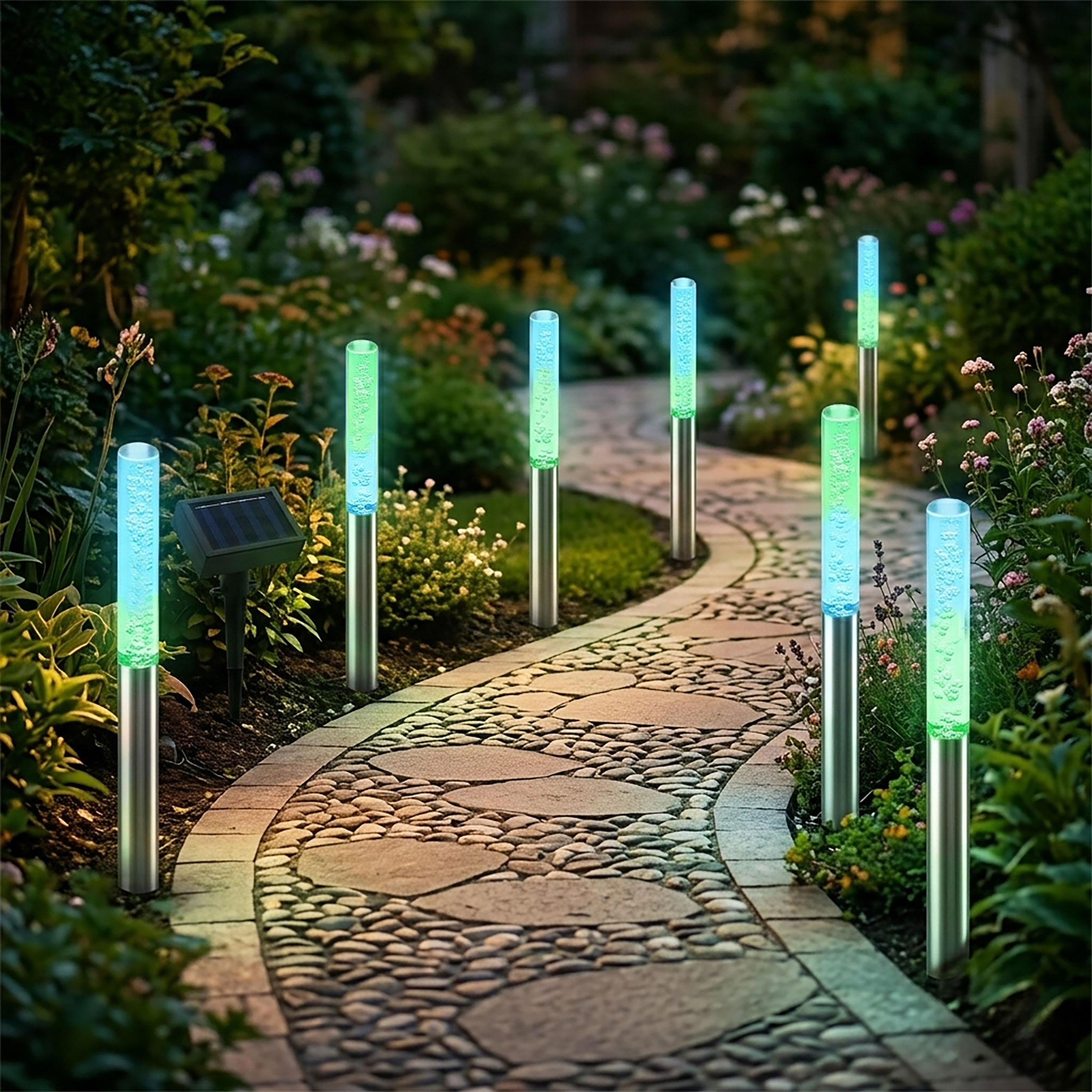 LED Solar Leuchten Bubbles - 6er Set - Garten Steckleuchten mit Farbwechsel