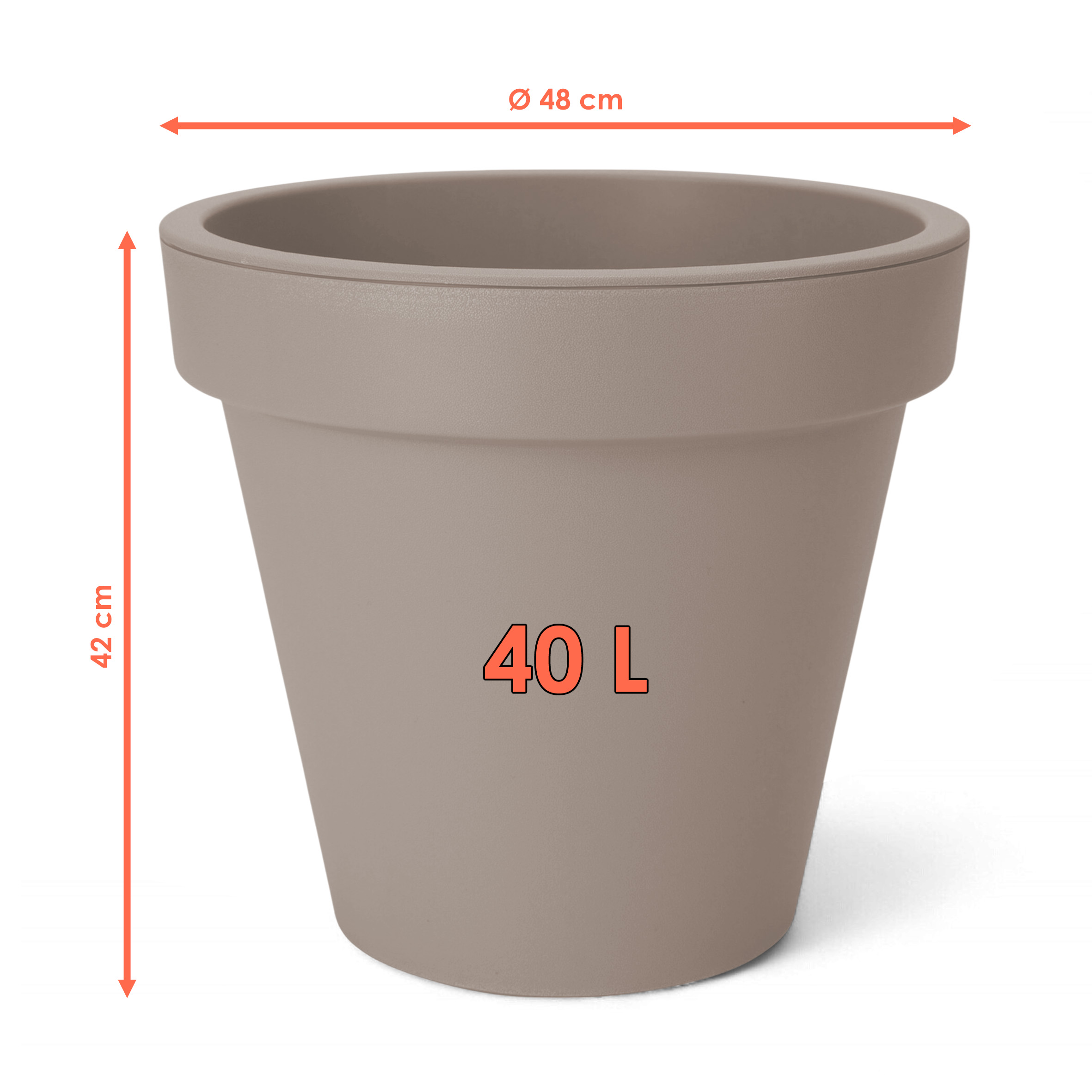 Kunststoff Pflanzkübel L rund Ø 48 cm - beige - Blumenkübel groß für Außen und Innen