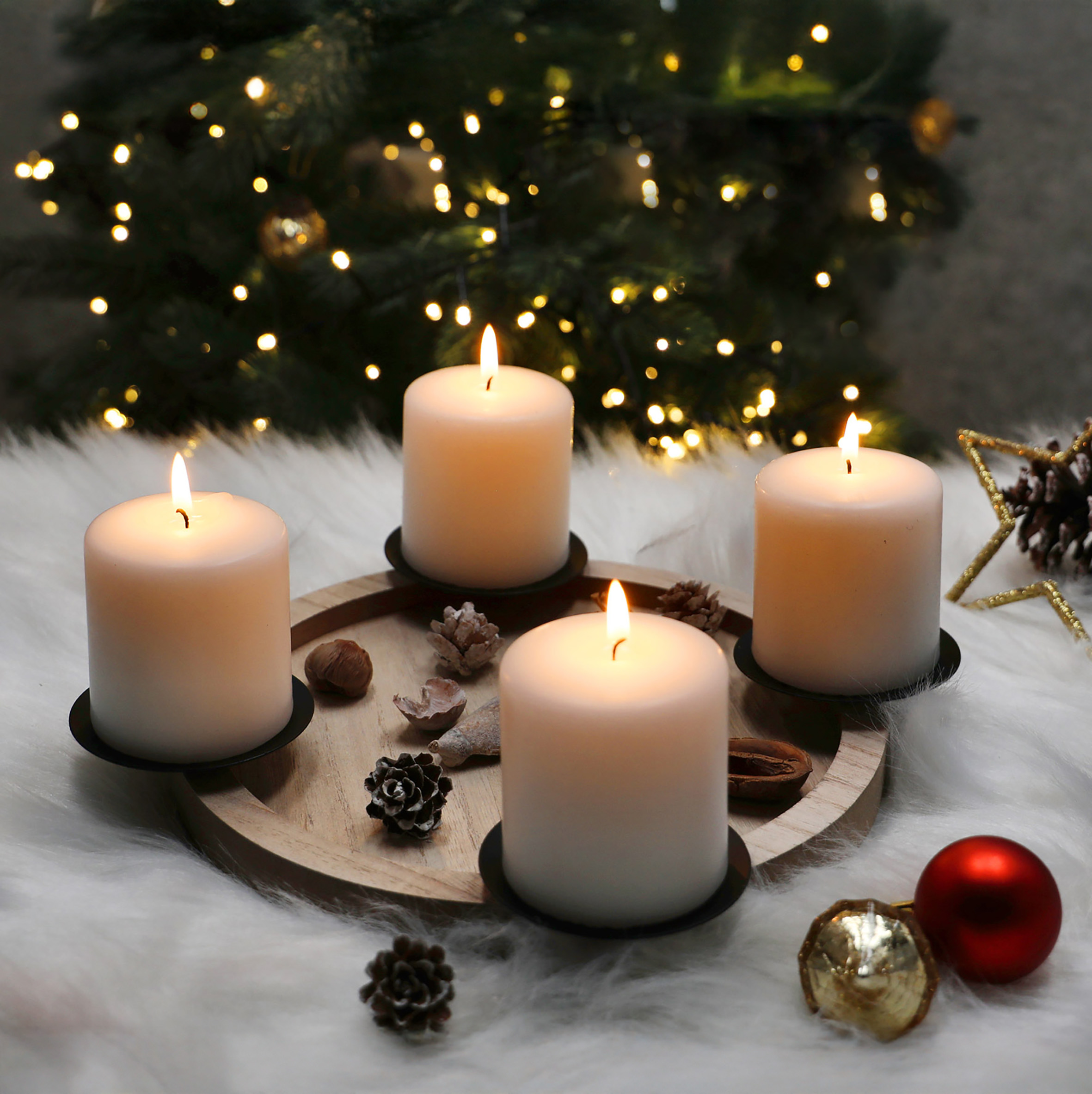 Holz Adventskranz klein zum selbst Dekorieren - 28 cm