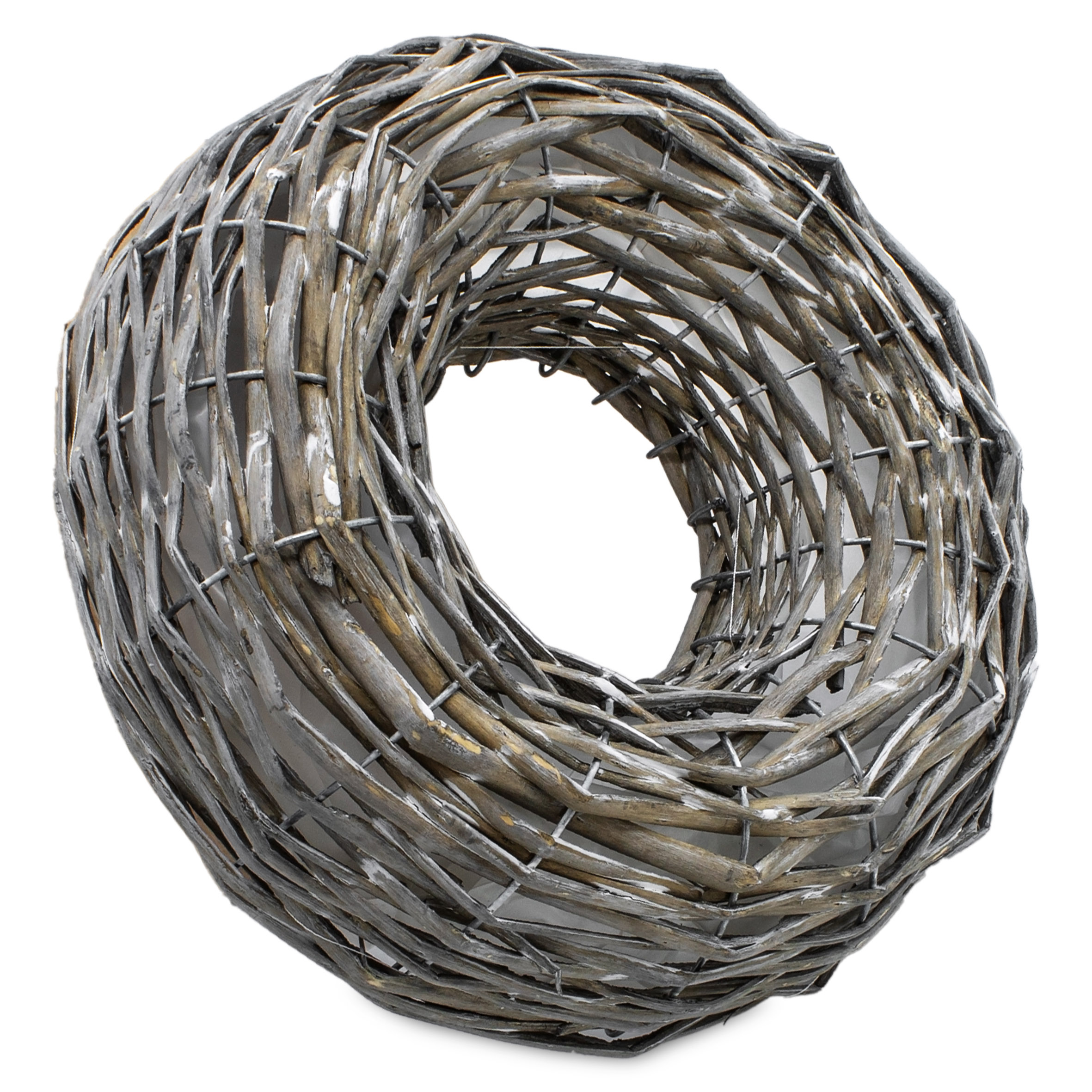 Rattan Pflanzring natur mit Folie 2er Set - 30 / 25 cm - Naturfaser Blumenschale zum direkten Bepflanzen