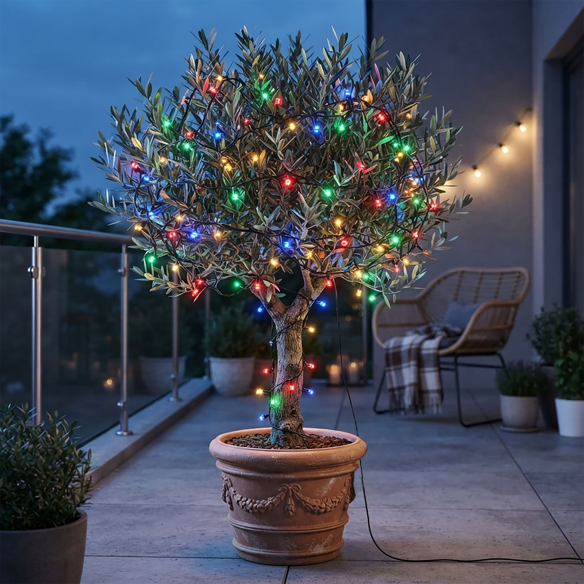 LED Weihnachts Lichterkette bunt - 80 LED / 9 m - Deko Beleuchtung für Außen mit Timer
