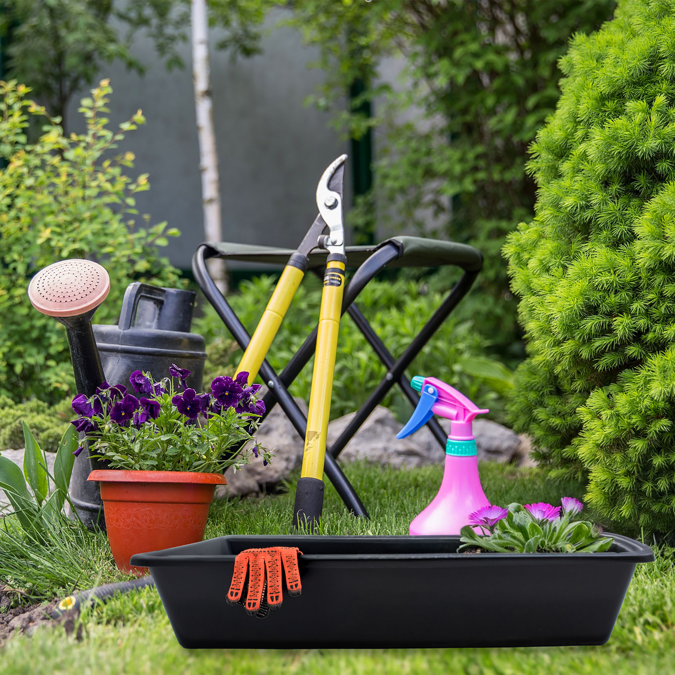Allzweck Kunststoff Wanne schwarz 60 x 40 cm - 2er Set - Multifunktions Schale 20 Liter rechteckig