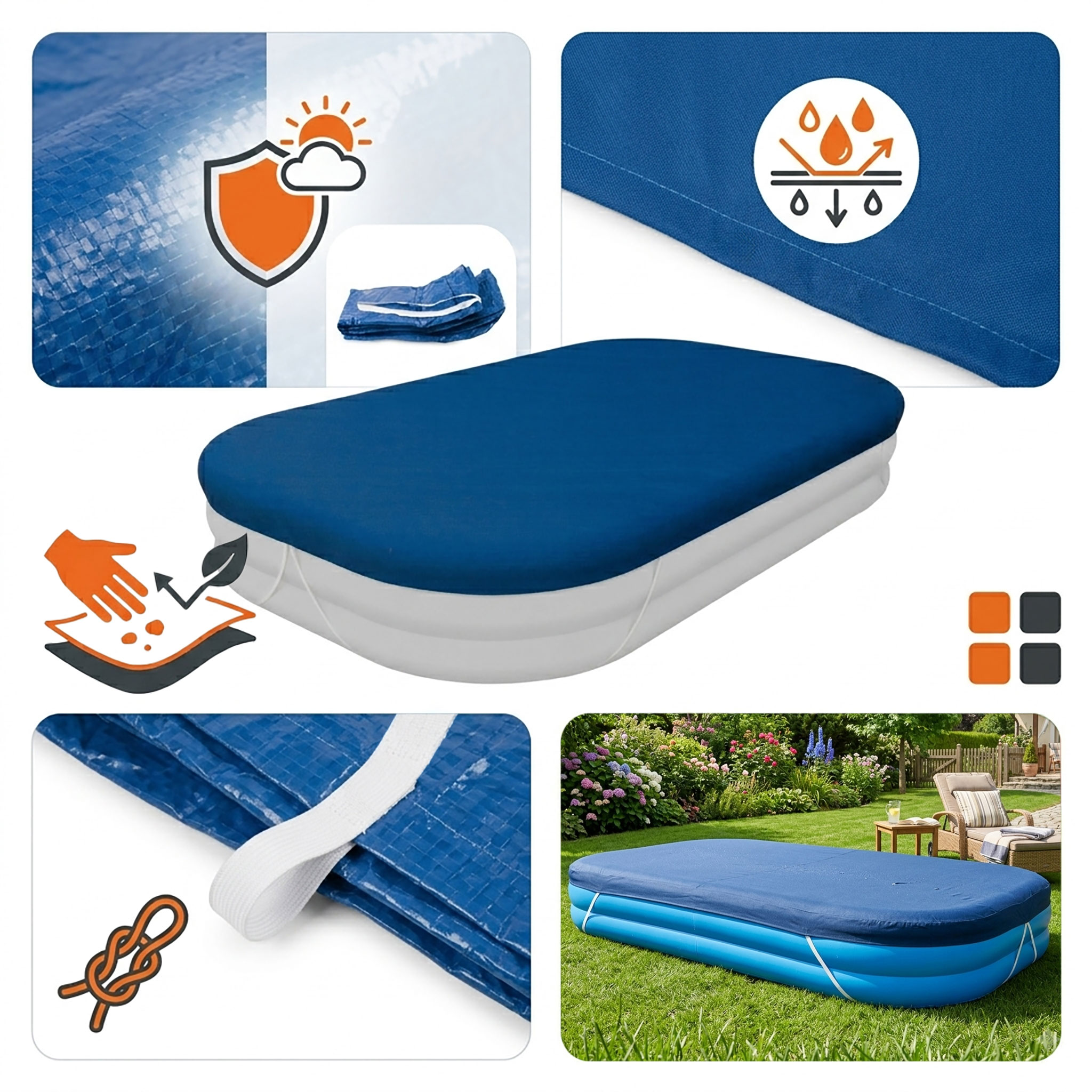 Bestway 58108 Flowclear PE-Abdeckplane - 340 x 230 cm - Schutzplane rechteckig für 305 x 183 cm Family Pool