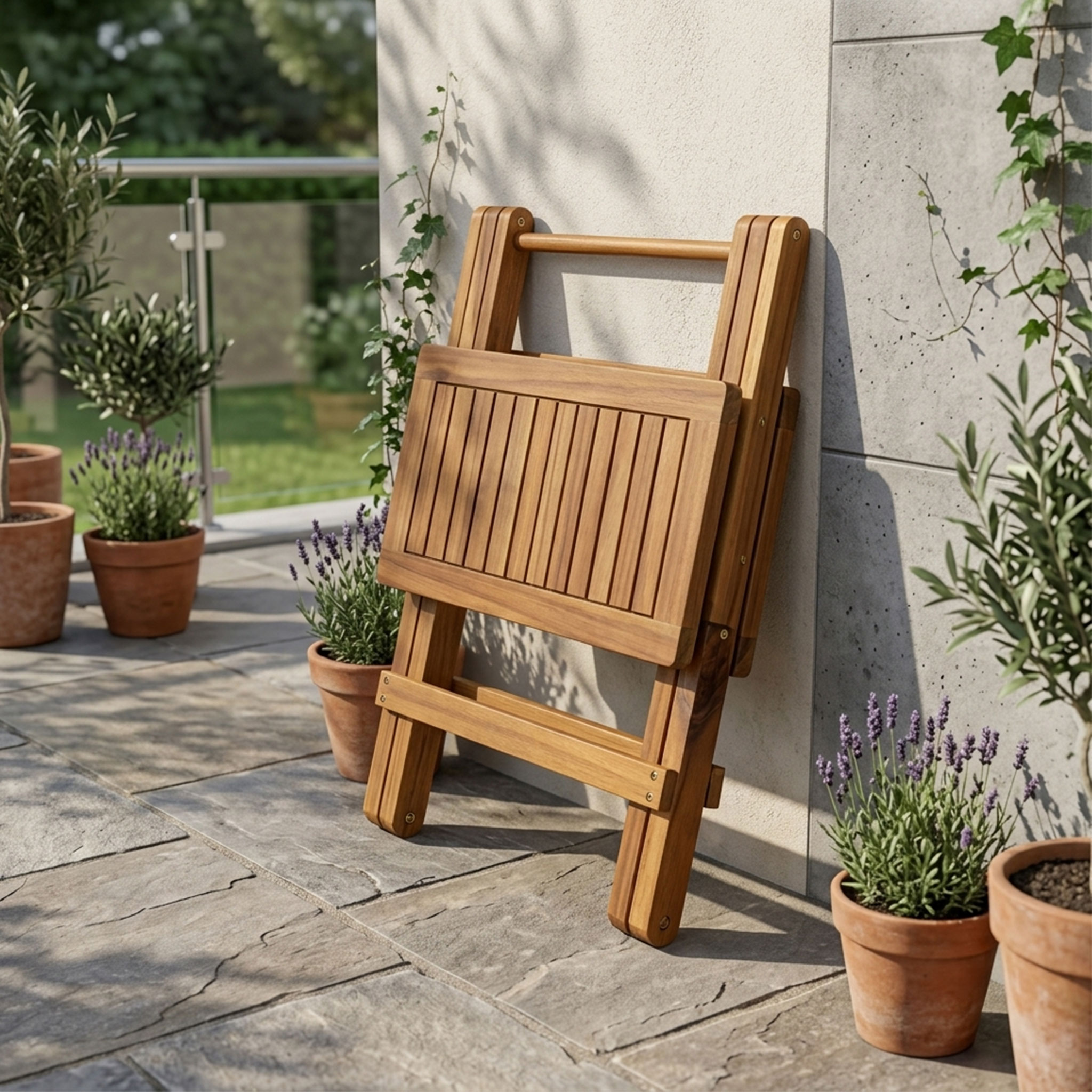 Akazien Holz Garten Tisch geölt - 50 cm - Beistelltisch klappbar