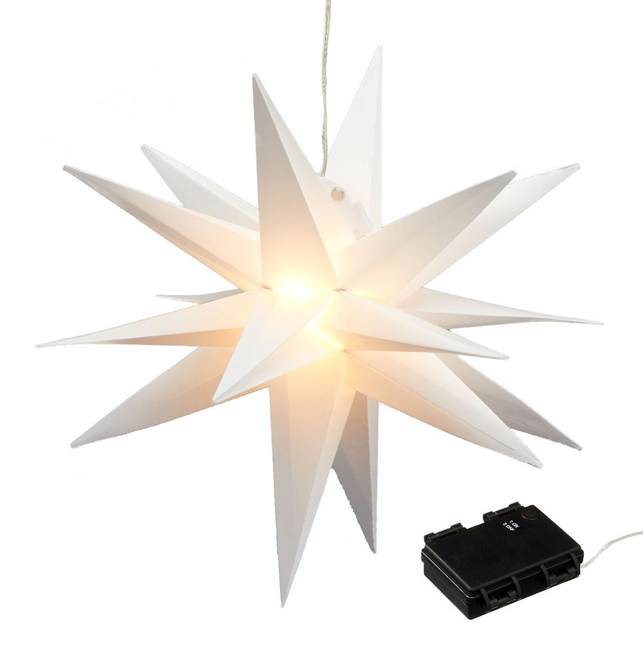 LED Weihnachts Stern weiß - 35 cm / 60 cm - Fenster Deko Hängelampe Außen Timer