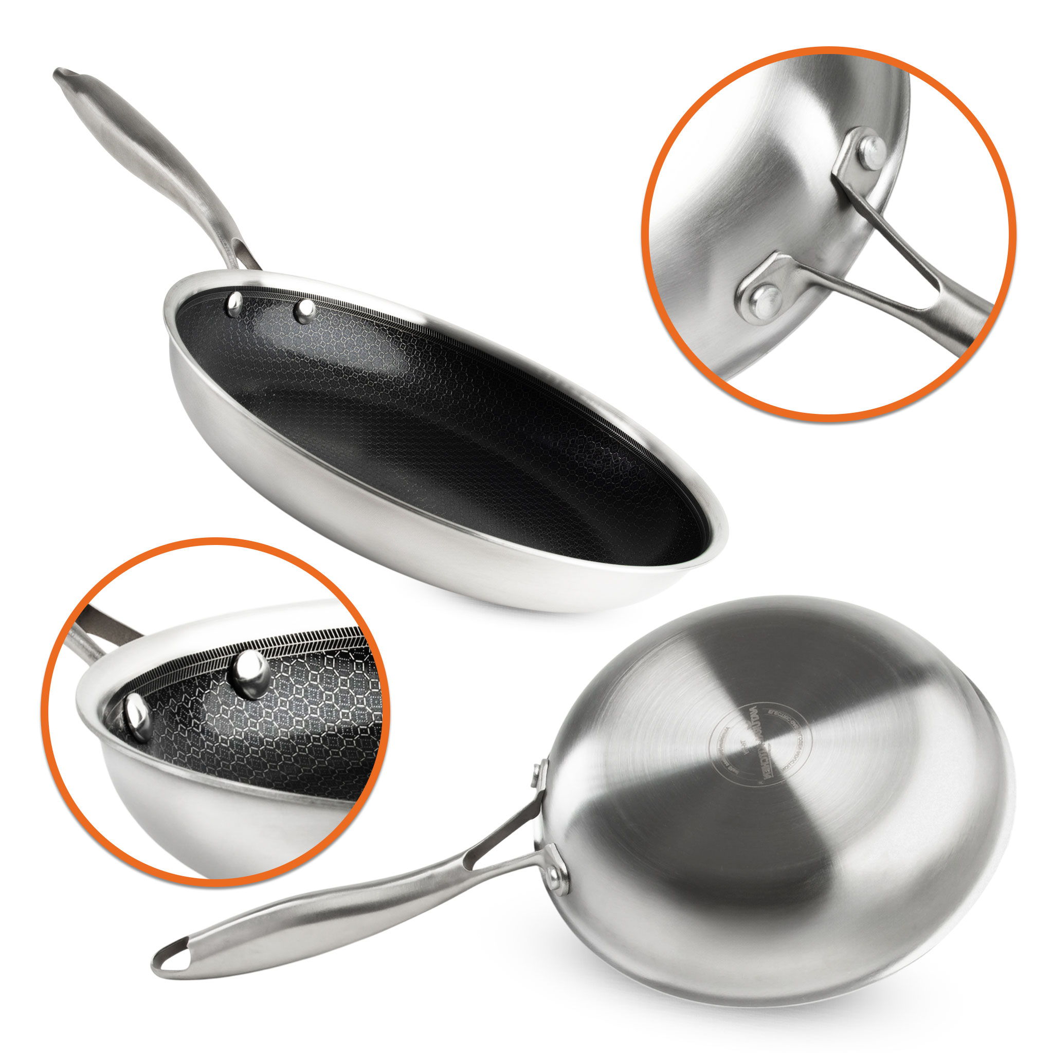 Premium Antihaft Induktion Wabenpfanne PFAS-frei - 28 cm - Keramik Bratpfanne kratzfest mit Aluminiumkern
