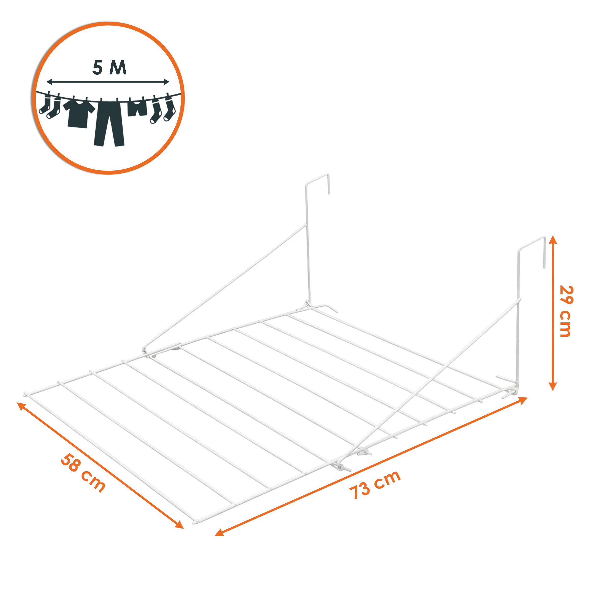 Trocknergestell für Geländer oder Heizung - 73 x 58 cm - Wäscheständer platzsparend für Balkon und Bad