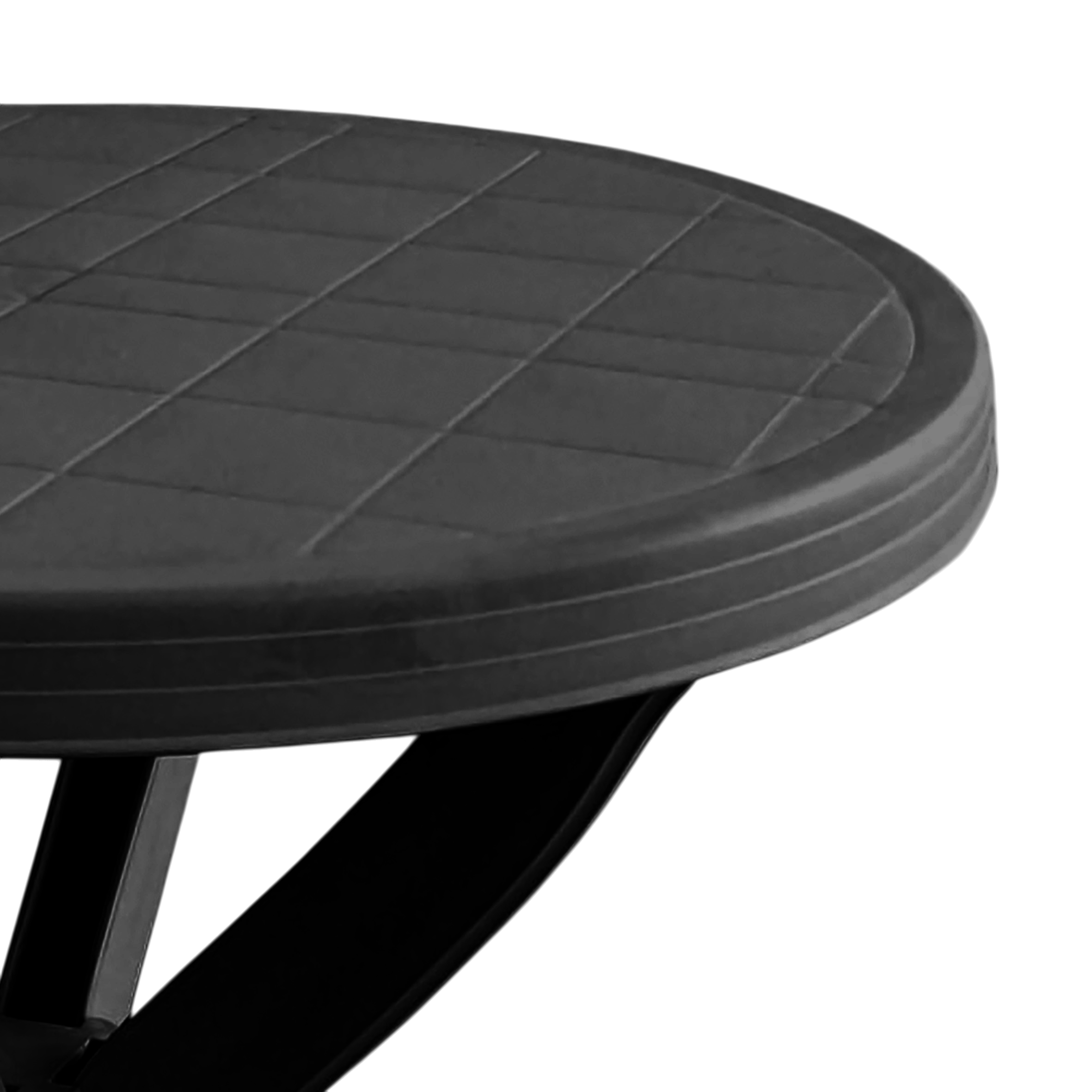 Kunststoff Gartentisch rund anthrazit - 70 cm - Campingtisch im klassischen Design