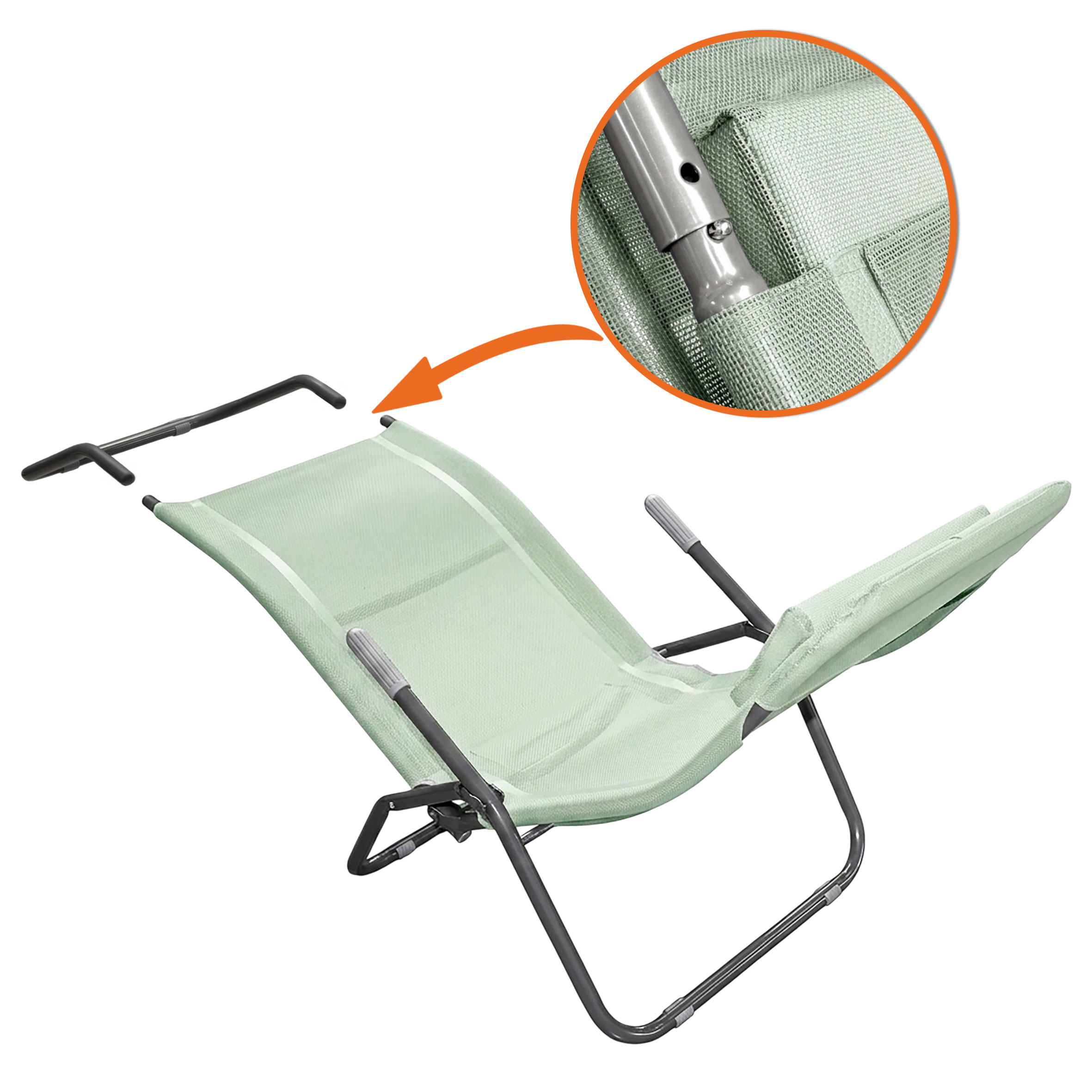 Gesundheitsliege mit Kopfkissen 190 cm - grün - Klappbare Garten Sonnen Liege - Pool Bäder Spa Garten Balkon Sonnen Liege