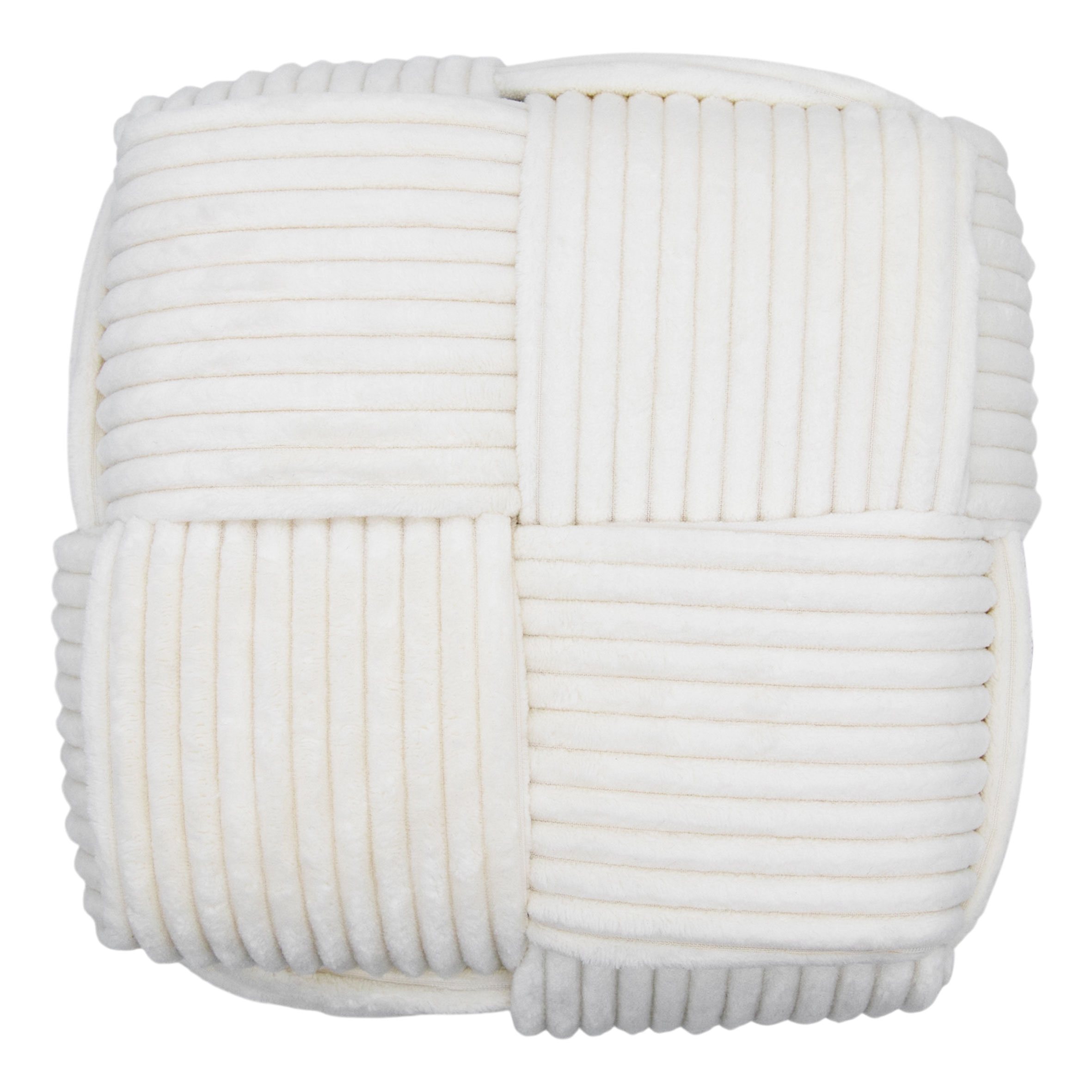 Deko Kord Sitz- oder Fußhocker in creme - ca. 30 x 30 cm - Fuß Hocker mit Stoff Bezug