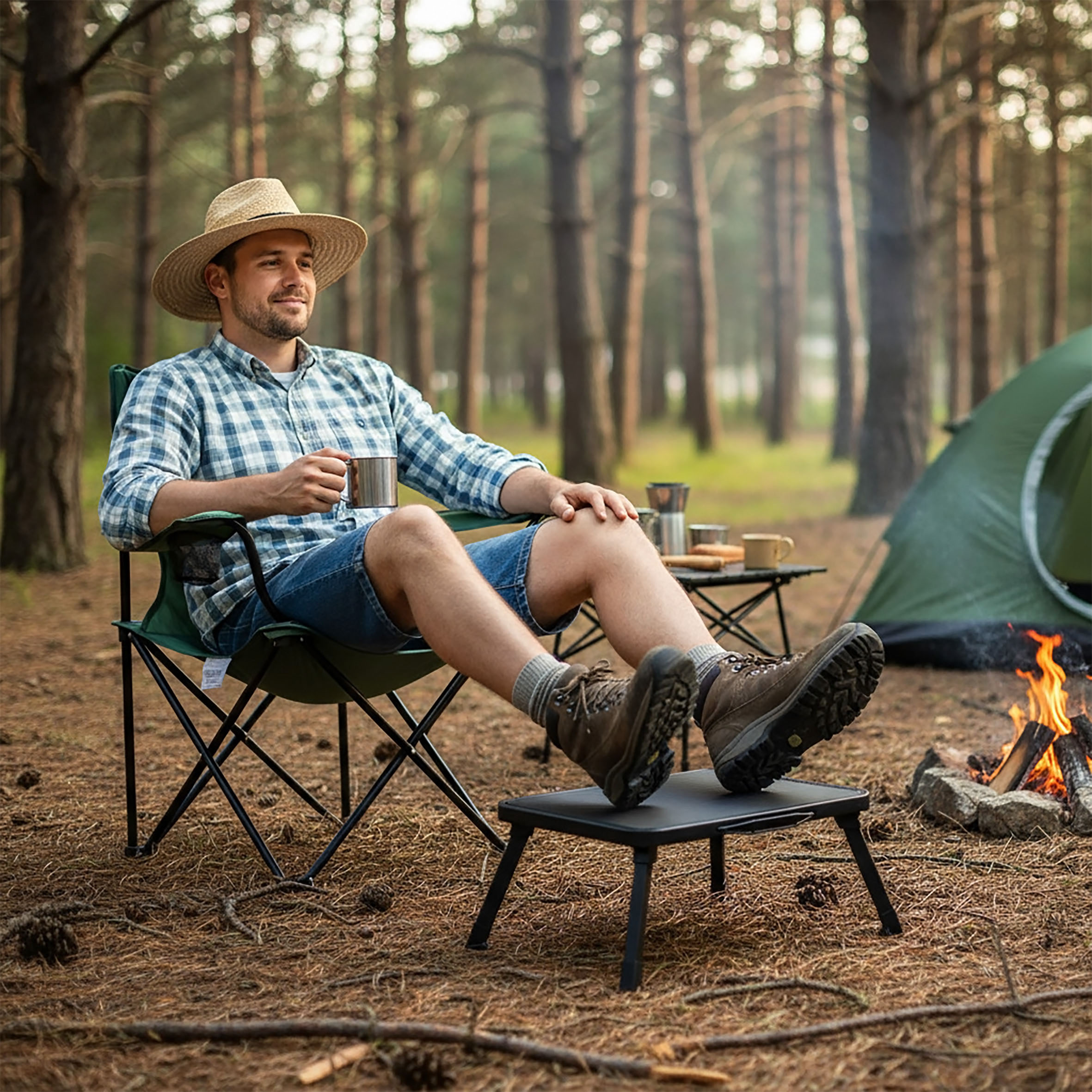 Klapptritt mit Tragegriff und Antirutsch - bis 150 kg - Trittstufe Stahl Camping Stufe Aufstiegshocker