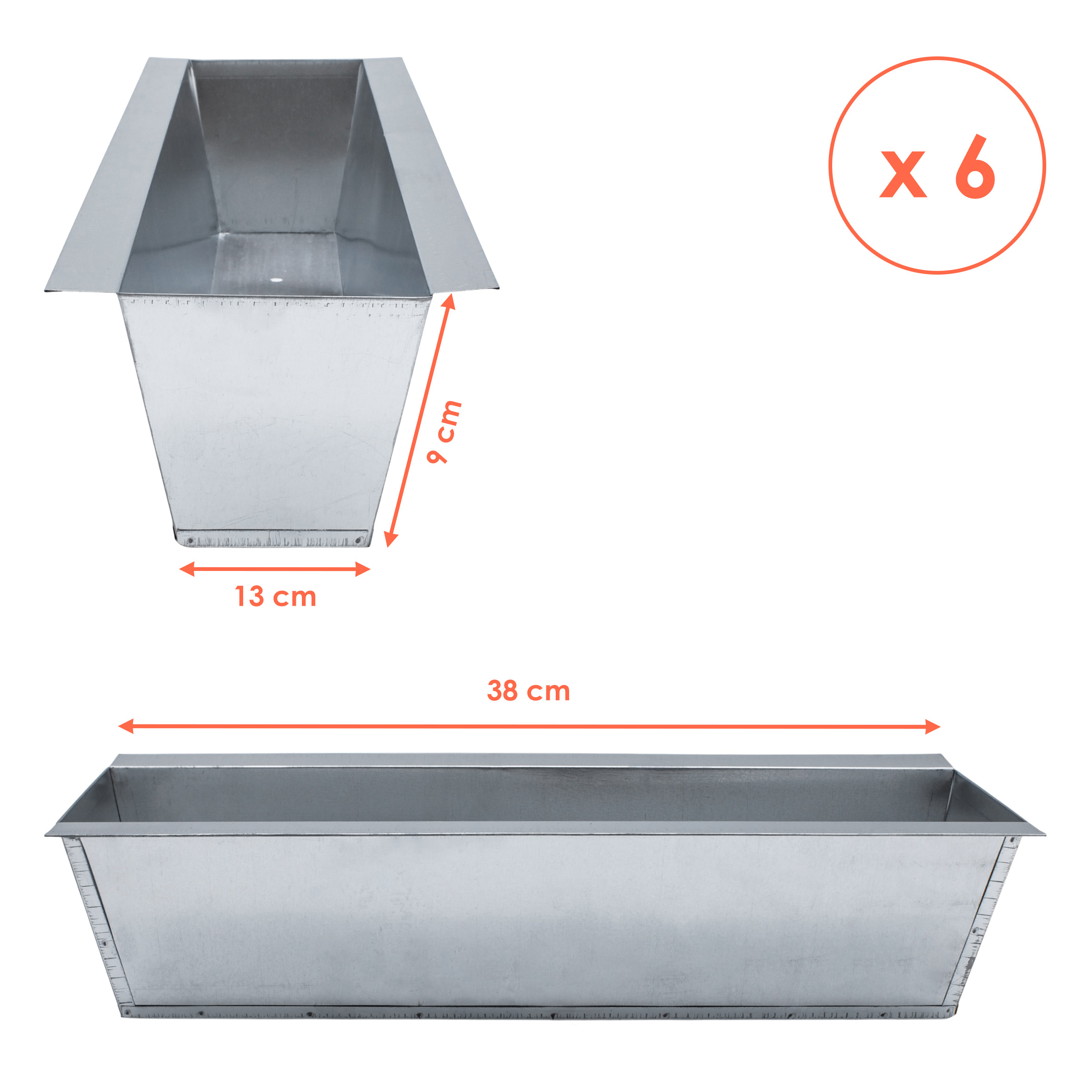 Zink Pflanzkasten für Europaletten - 6 Stück - Farbe: silber